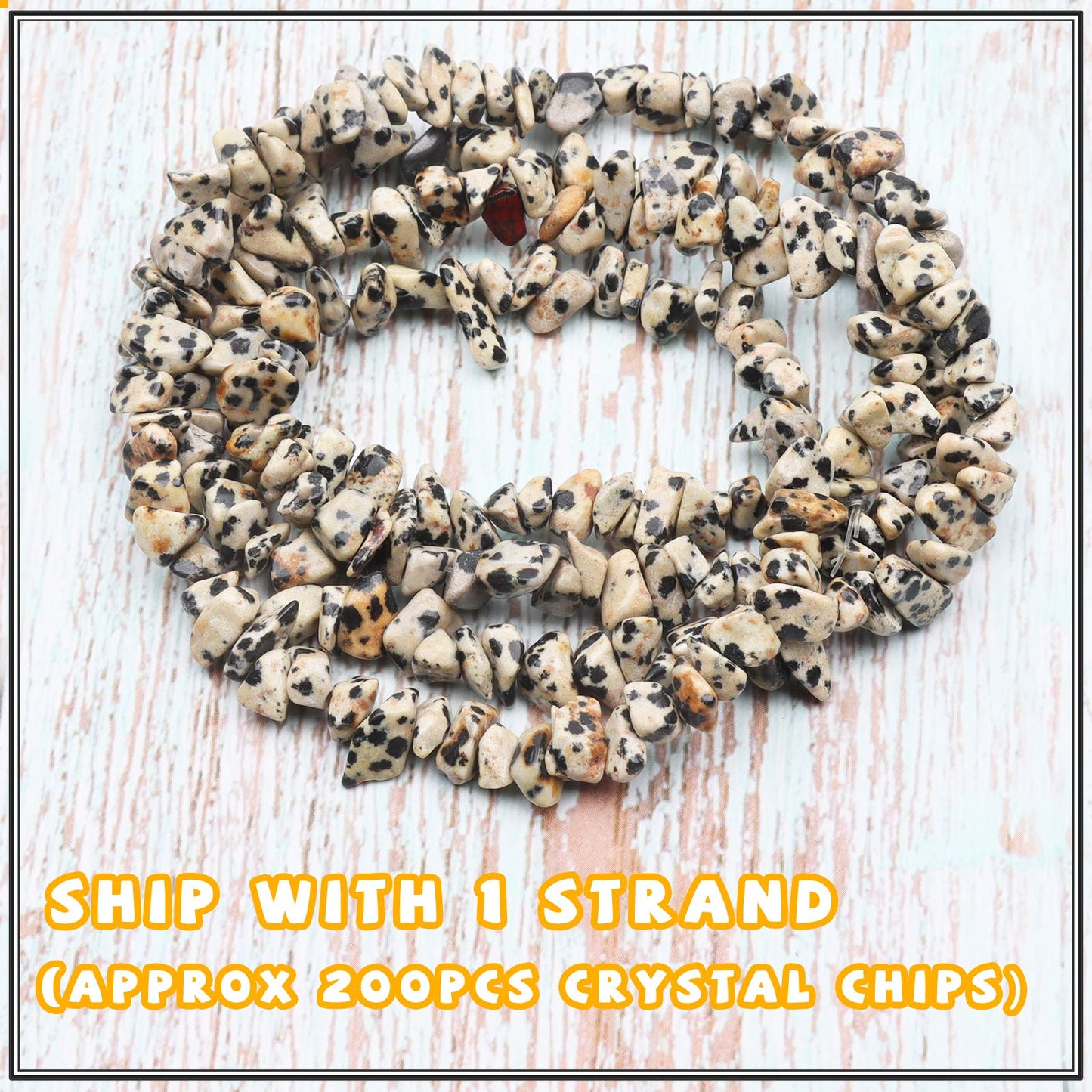 500 pcs Natural Chip Stone Beads, Dalmatian 5-8 mm Irregular Gemstones Healing Crystal Loose Rocks Bead Hole Drilled for Jewelry Making Bracelet