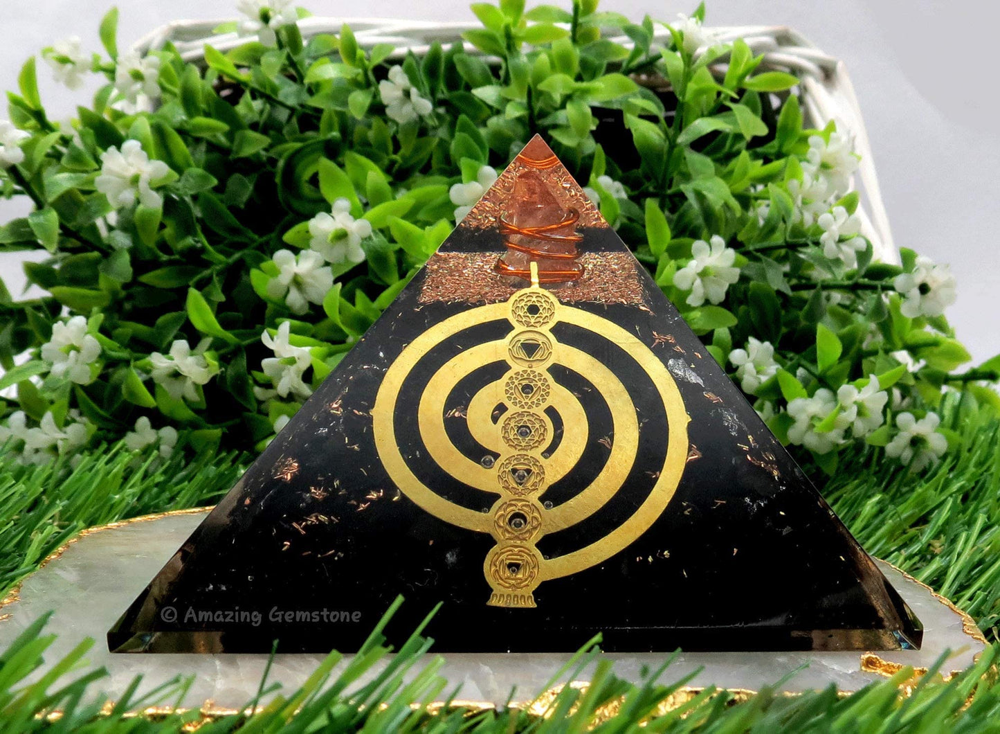 Amazing Gemstone Large Black Tourmaline Chakra Reiki Orgonite Pyramid | Organ Pyramids Positive Energy Healing