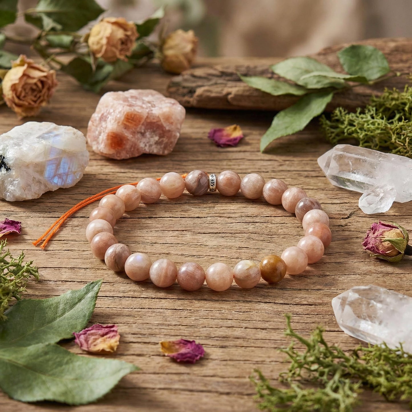 Yochus 45pcs Sunstone Beads，8mm Healing Power Natural Stone Round Loose Beads for Jewelry Making Earring Necklace DIY Crafts