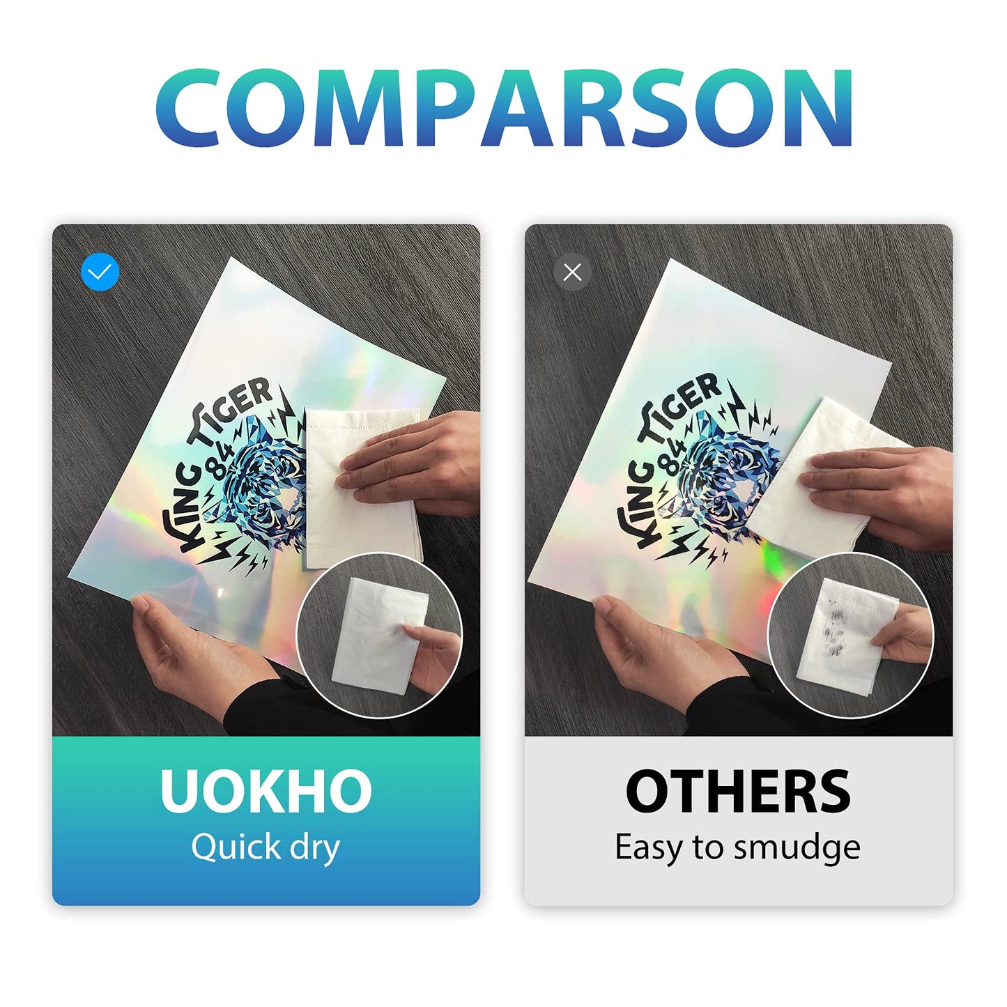 30 Sheets Holographic Sticker Paper for Inkjet & Laser Printer, Printable Vinyl Holographic Sticker Paper Waterproof Self-Adhesive, 8.5 X 11 Inches - Rainbow