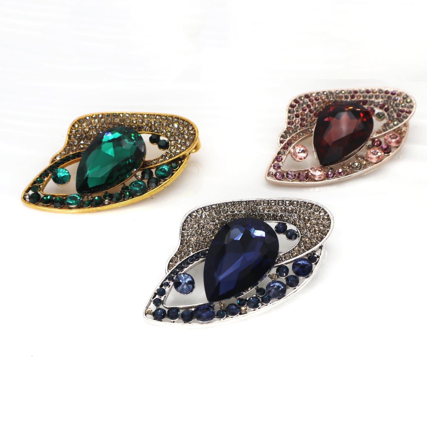 AUGTIGER Blue Brooch Pins for Women Fashion Flower Statement Jewelry