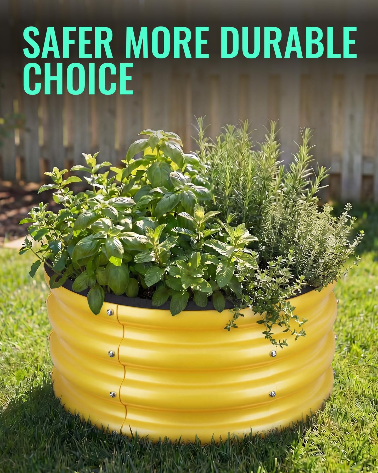 ZXZYHFTY Raised Garden Bed, 0.6 mm Galvanized Steel Round Planter Box with Open Bottom, Yellow, 2 x 2 x 1 FT, 2 Pack