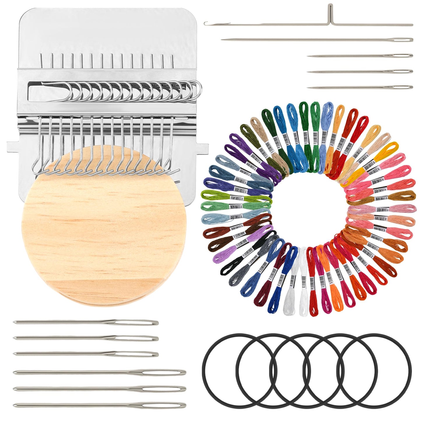 Knit Patch Kit PatchMaker 2.0, Mini Portable Patch Set with 50-Color threads, Darning Loom Kit for Repair Jeans/Socks,Weaving Loom for Visible Mending, DIY Artful Patterns(14 Hooks)