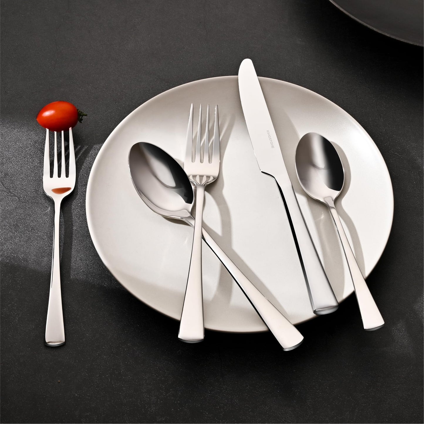 KINGSTONE 18/10 Stainless Steel Flatware, 20-Piece Forged Silverware Set for 4, Mirror Polished Cutlery Set Dishwaher Safe for Home, Restaurant, Wedding, Party