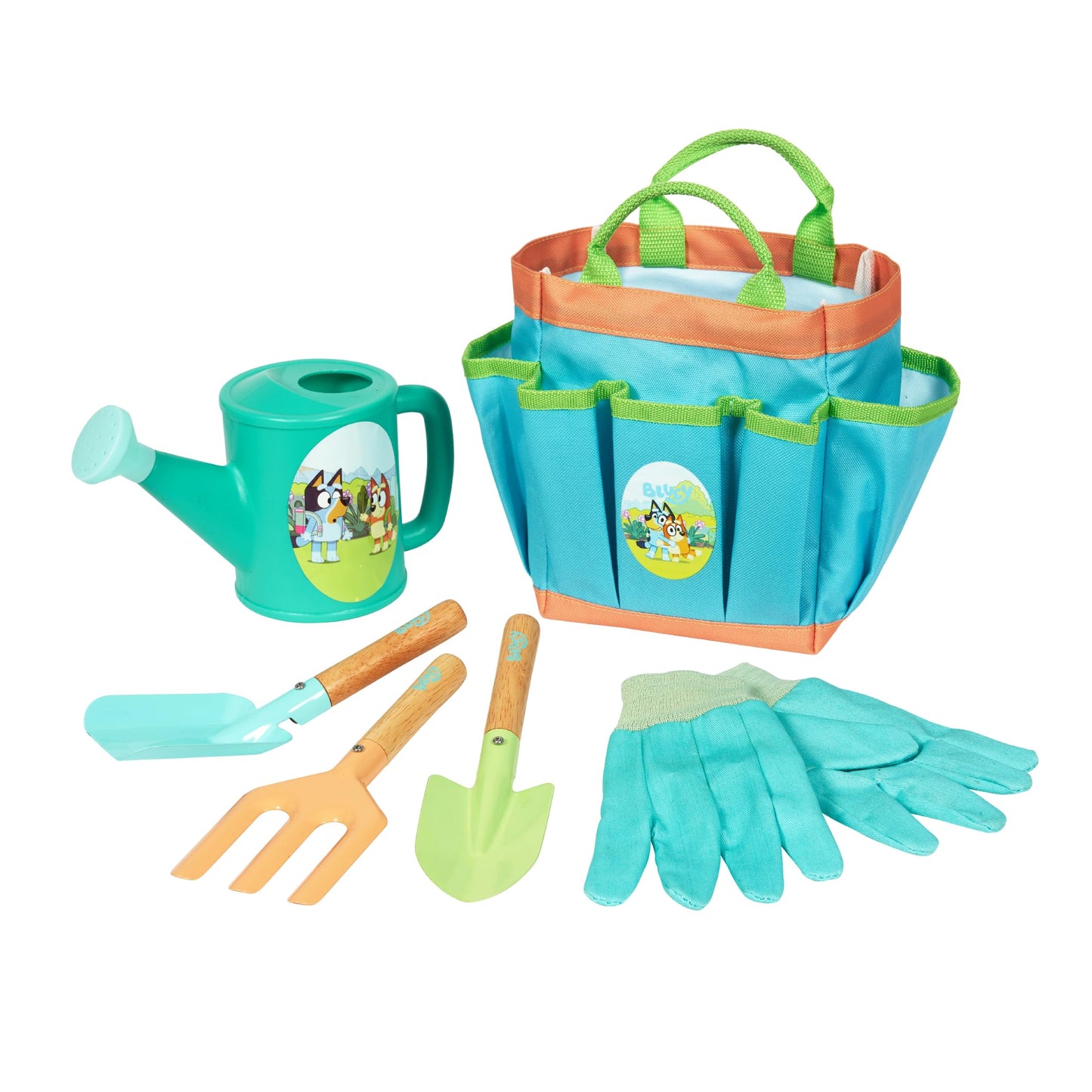 BLUEY Gardening Set | Quality Garden Tool Kit for Kids and Toddlers | Includes Watering Can, Gloves, Two Shovels, Rake and Tote Bag