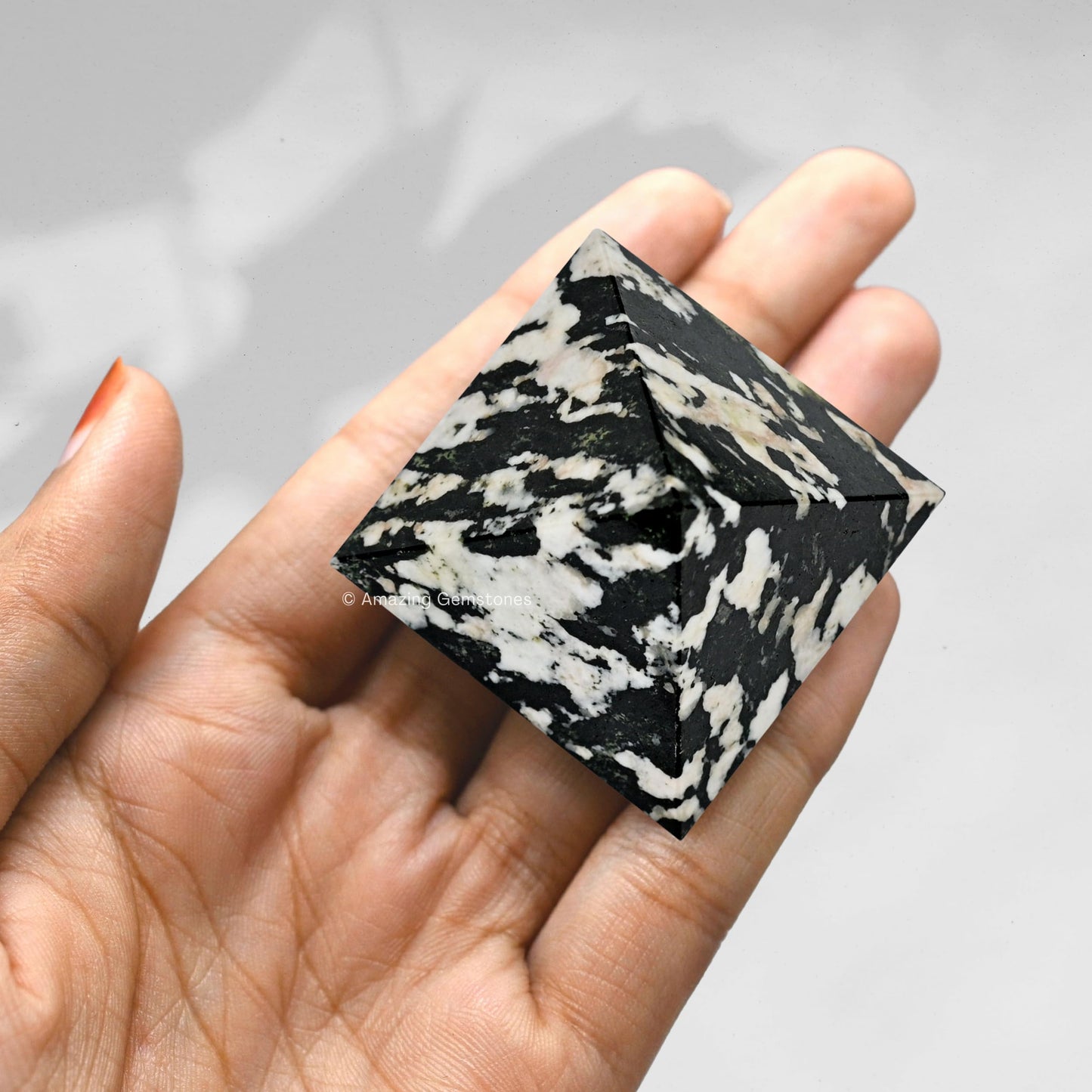 Amazing Gemstone Black and White Tourmaline Pyramid Crystal Healing Stones - 1.5" Great Pyramid Figurine of Natural Stone Pyramid for Meditation, Reiki, Chakra Balancing and Crystal Pyramids Grid