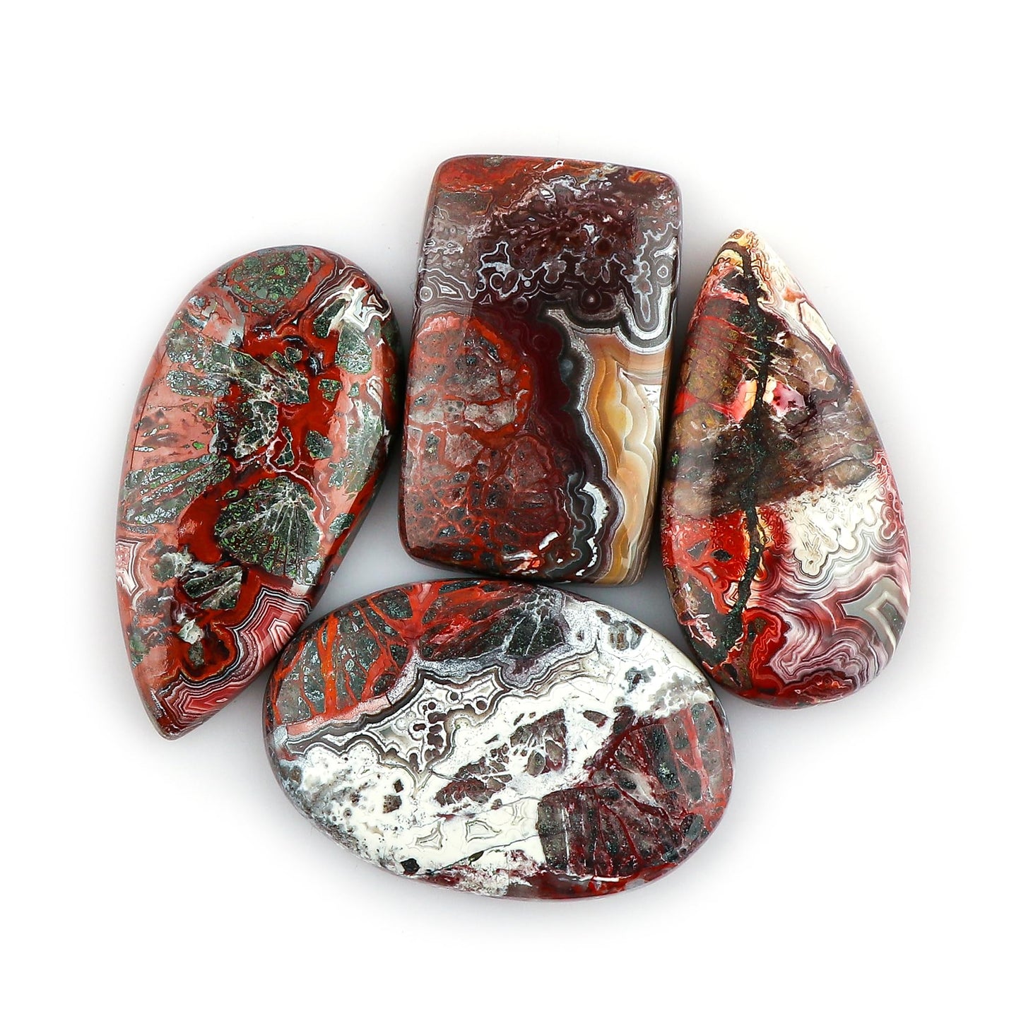 CRYSTALIS Wholesale 4pcs Natural Crazy Lace Agate Loose Gemstone Bulk Cabochons Jewelry Making Supply, Chakra & Healing Polished Stones, Wire Wrapping, DIY, Gem Collection