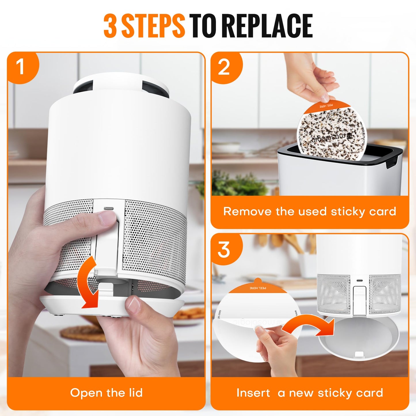 Mosalogic Fruit Fly Trap for Indoors Indoor Gnat Traps for House Use Upgraded Flying Insect Catcher - Trapper & Killer for Fruit Flies, Gnats, Mosquitoes, Plants Moths with 5 PCS Refills White