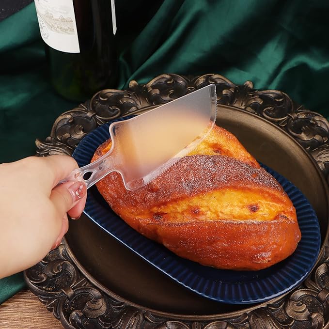 50 PCS Disposable Cake Cutter and Server - Clear Plastic, 8x2.3 In, for Pie, Tart, Pizza, Pastry, Baking