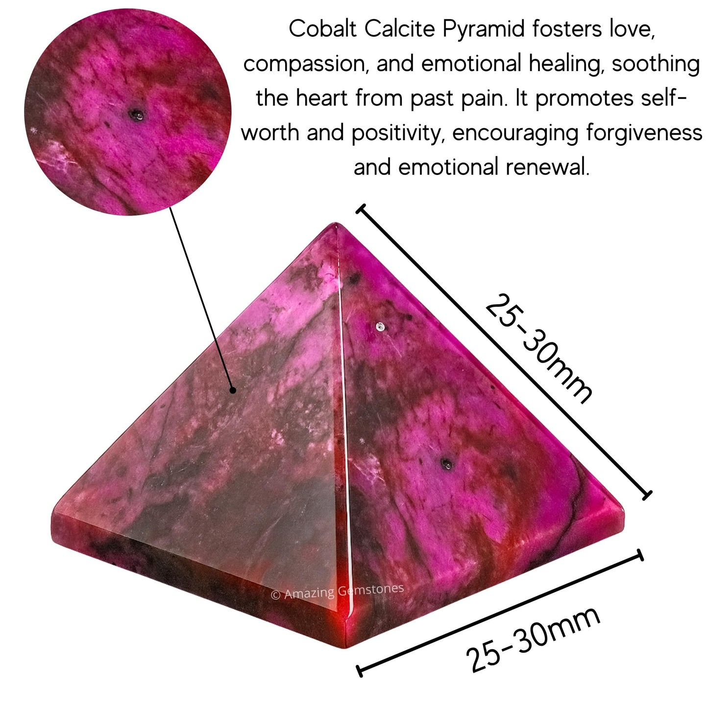 Amazing Gemstone Cobalt Calcite Pyramid Crystal Healing Stones - 1" Great Pyramid Figurine of Natural Stone Pyramid for Meditation, Reiki, Chakra Balancing and Crystal Pyramids Grid