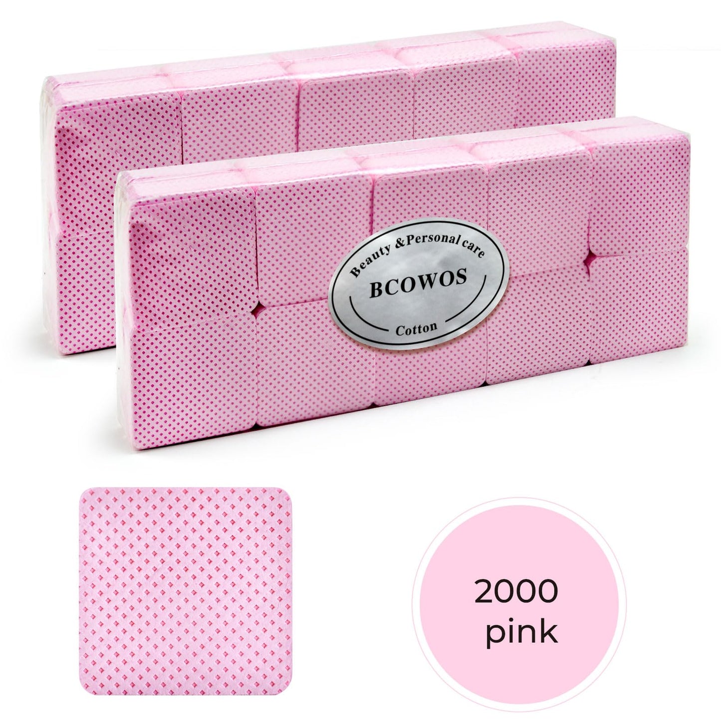 Bcowos Pink Lint Free Nail Wipes- 2000PCS Super Absorbent Nail Polish Remover Pads- Lint Free Wipes for Nail Polish Removal, lash Extensions Application, Nail Care