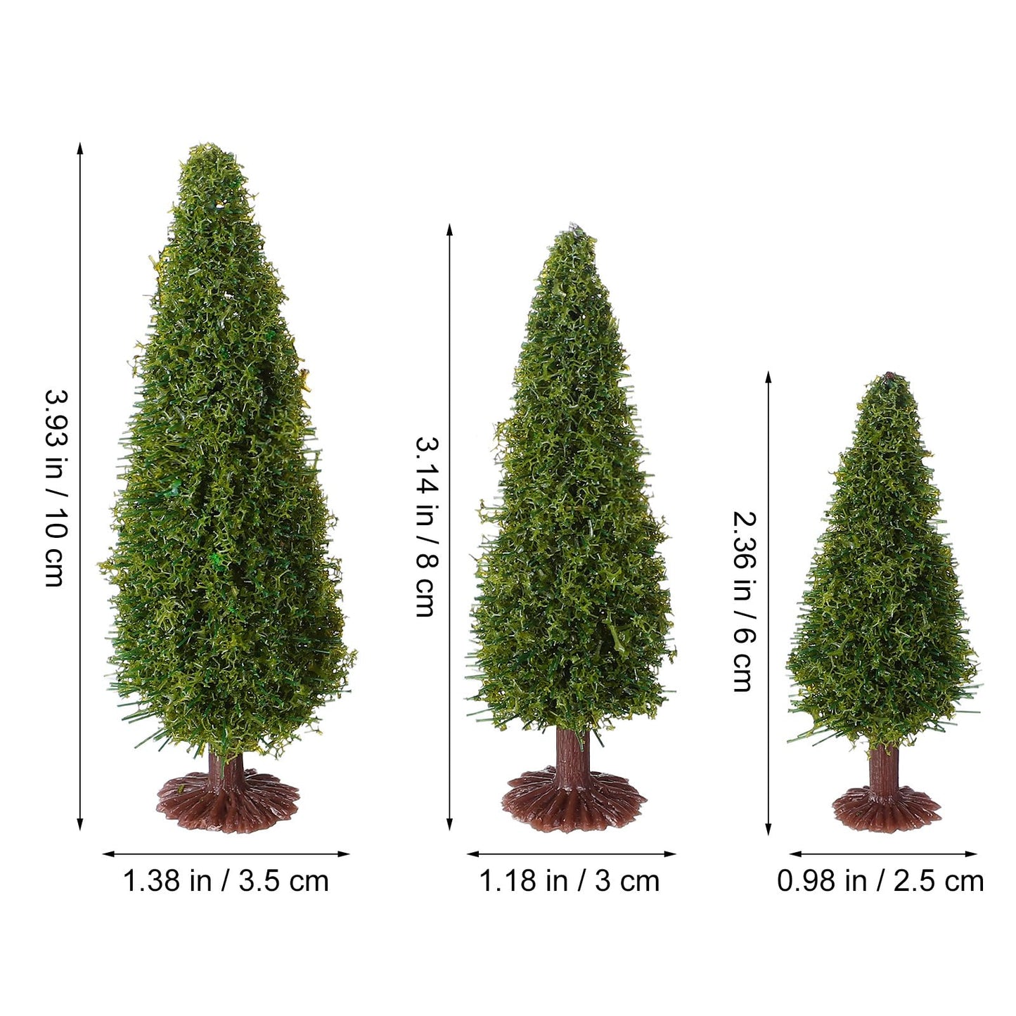 WRITWAA 15Pcs Mini Cedar Model Trees for Model Railroad Scenery Landscape Layout Small Green Trees for Diorama Kits and Miniature Train Accessories
