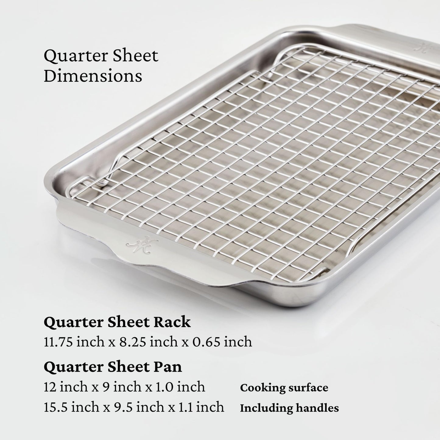 Hestan Provisions OvenBond – 9" x 12.5" Tri-ply Clad Stainless Steel Quarter Sheet Pan with Rack