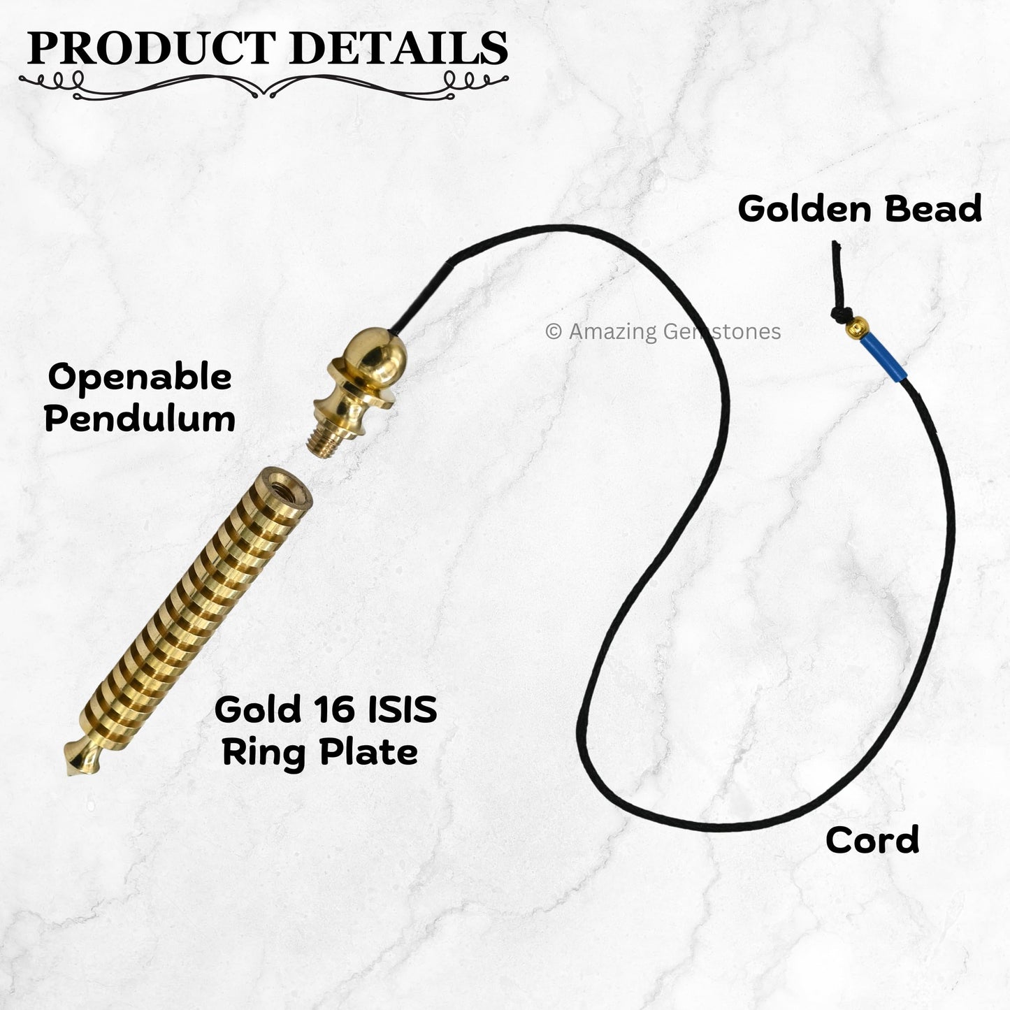 Amazing Gemstone Healing Metal Pendulums for Divination, Gold 16 ISIS Ring Plate Openable Steel Copper Pendulum High Energy Pendulo de Bronce Pendulos de Mesa MP91