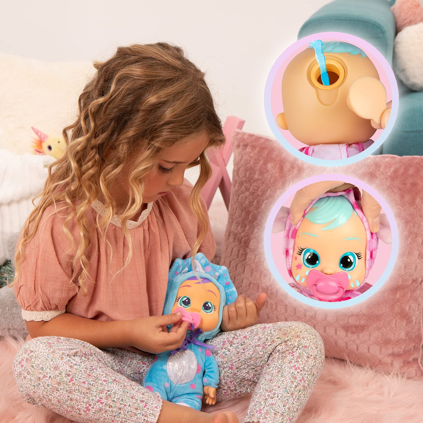 Cry Babies Tiny Cuddles Lady - 9 inch Baby Doll, Cries Real tears. Red and Black, Multicolor