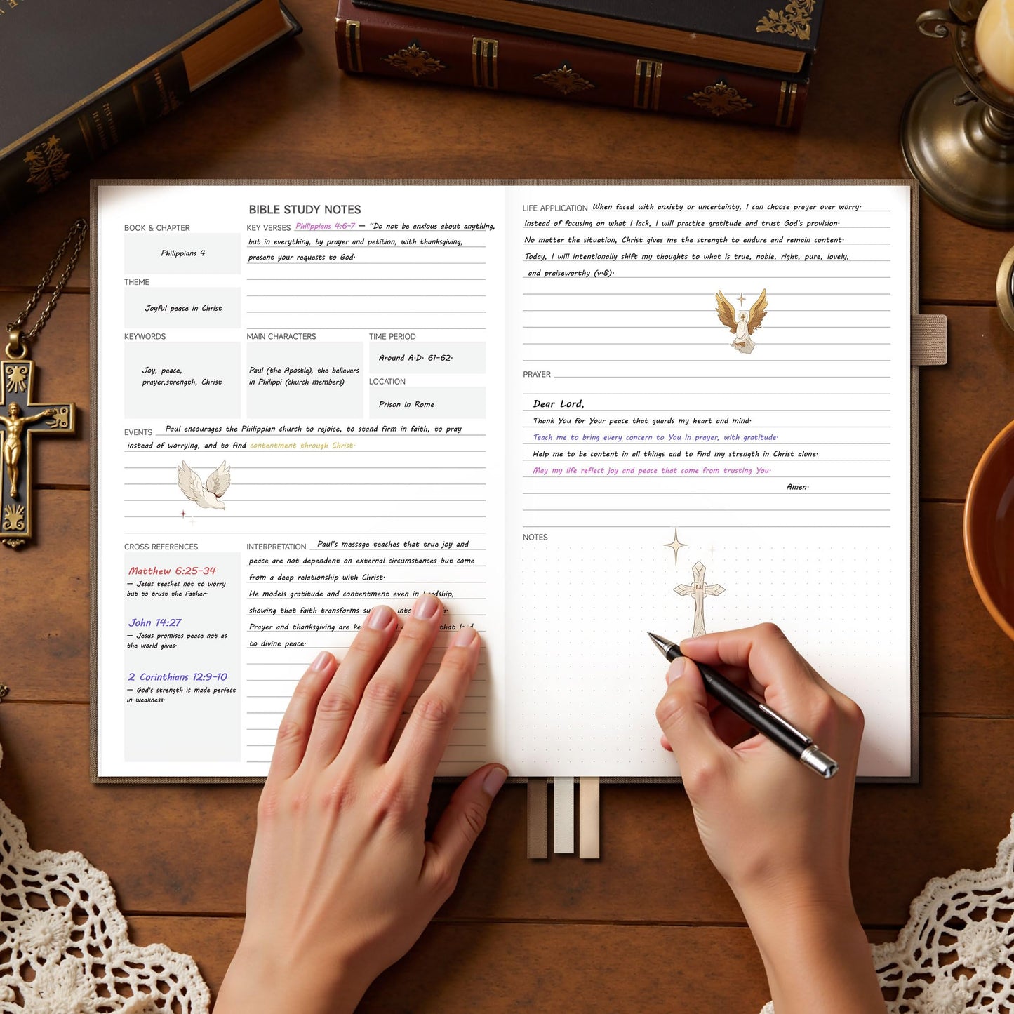 Verveorig Bible Study Journal for Women & Men, Church Notes Prayer Journal Bible Notebook for Note Taking, Bible Study Guide/Supplies/Gifts/Accessories (Brown, A5 (5.8" x 8.3"))