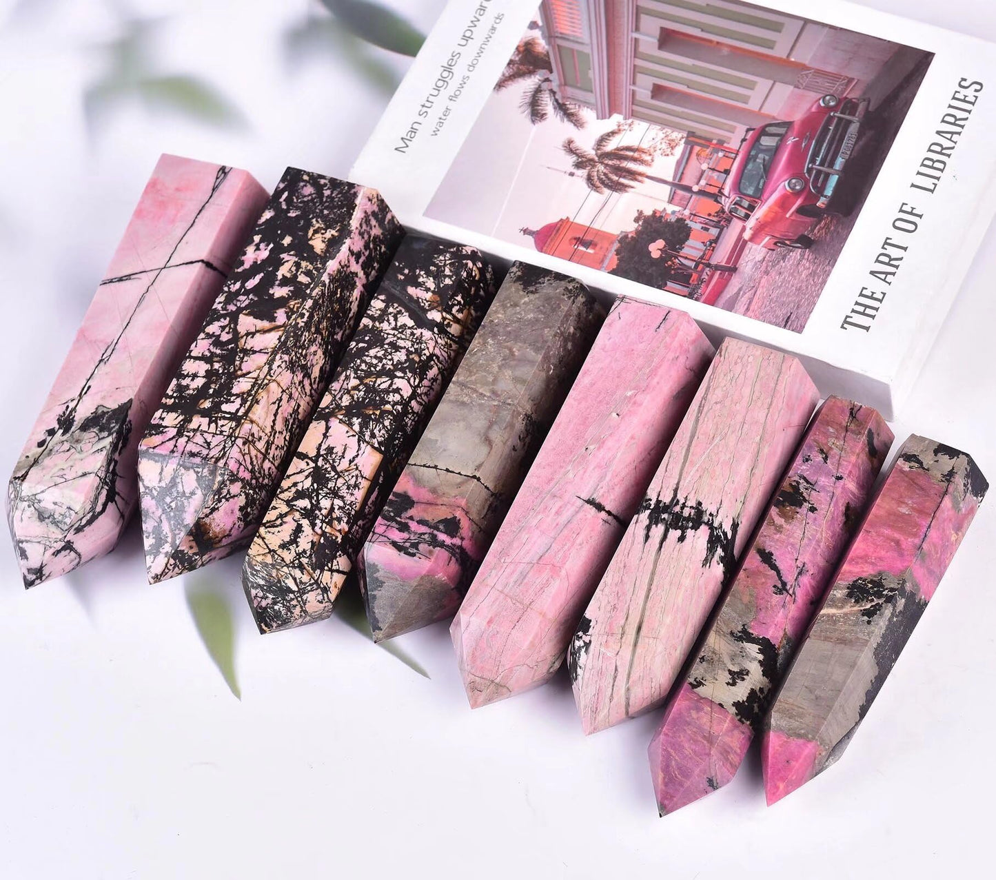 Rhodonite Stone Tower Obelisk Healing Crystal Stone Wand Natural Reiki Meditation Gifts 1.1-1.7 LBS