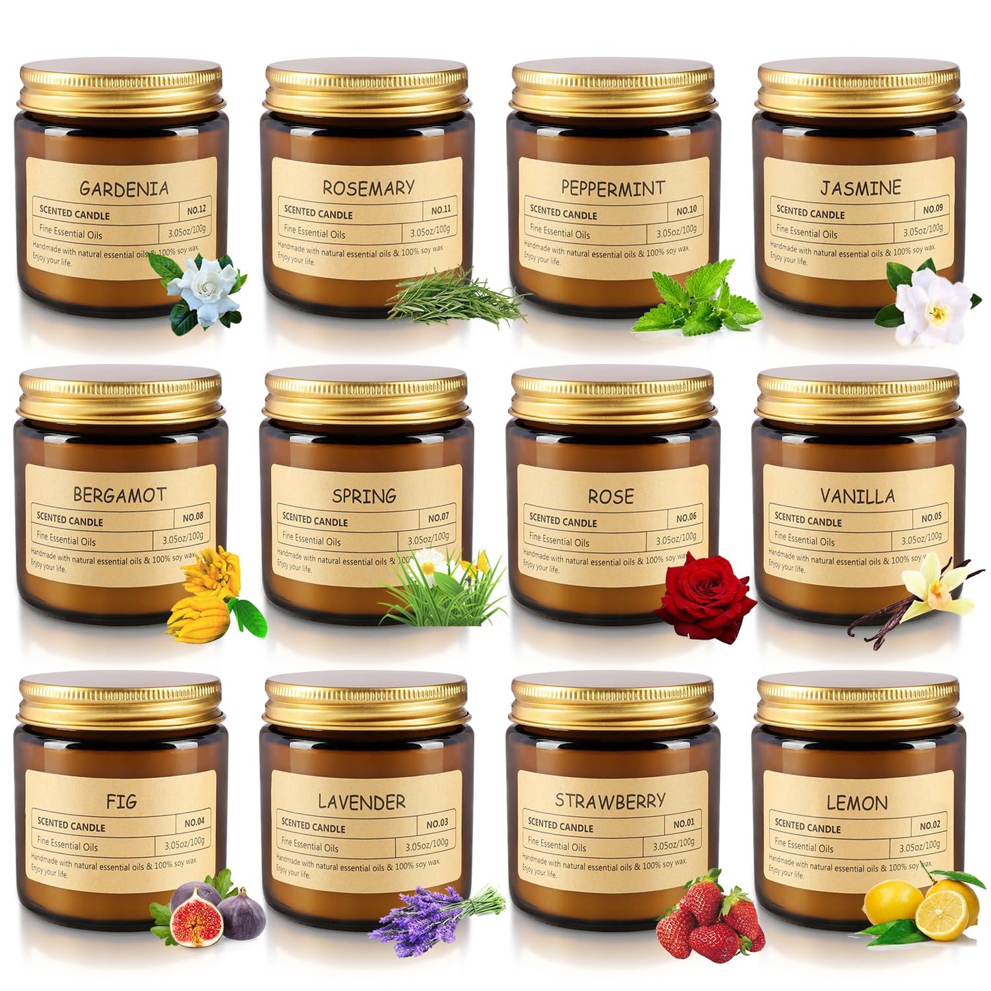 12Pack Scented Candle Set - Aromatherapy Candle Gift Set – Long Lasting Jar Candles for Men| Women, Ideal for Birthdays, Mother's Day Thanksgiving Gifts