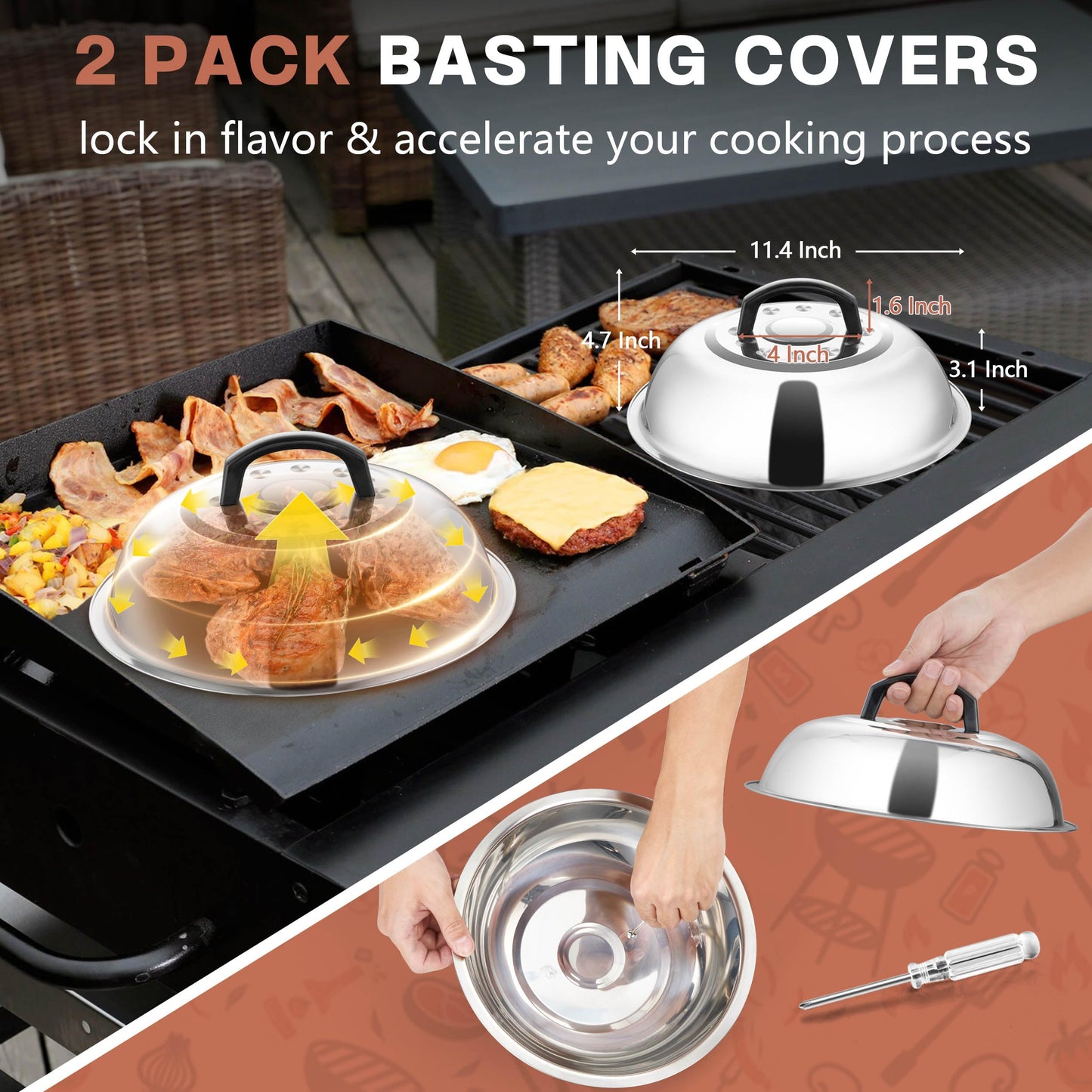 Griddle Accessories Kit, HaSteeL 20Pcs Flat Top Grill Accessories for Camping, Professional Griddle Spatula Grill Tools Set with Melting Dome for Teppanyaki BBQ Outdoor, Perfect Grilling Gifts