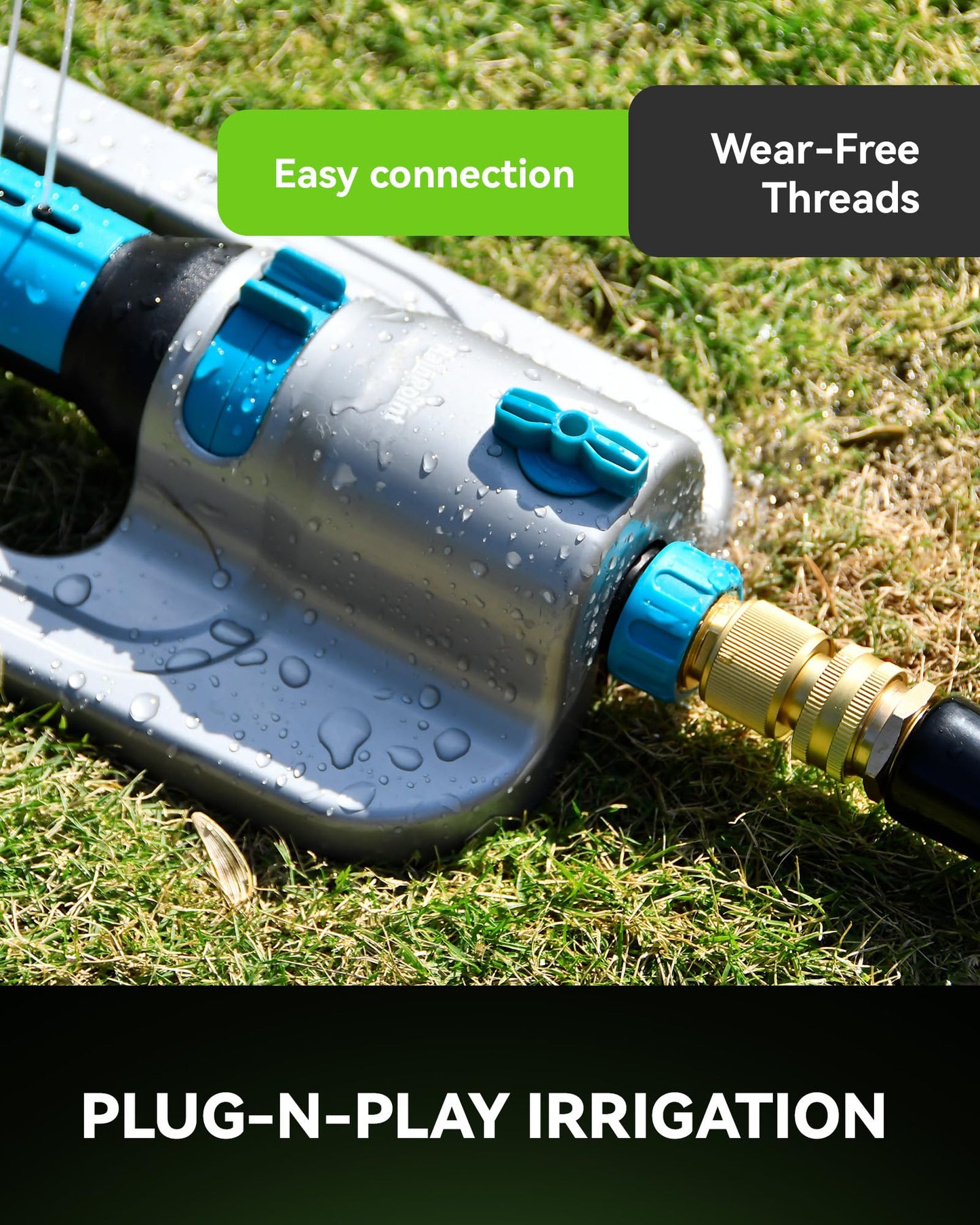 RainPoint Quick Connect Hose Fittings 3/4" GHT - Solid Brass Garden Hose Connectors, No-Leak Design & Universal Fit for Instant Connection (4 Sets)