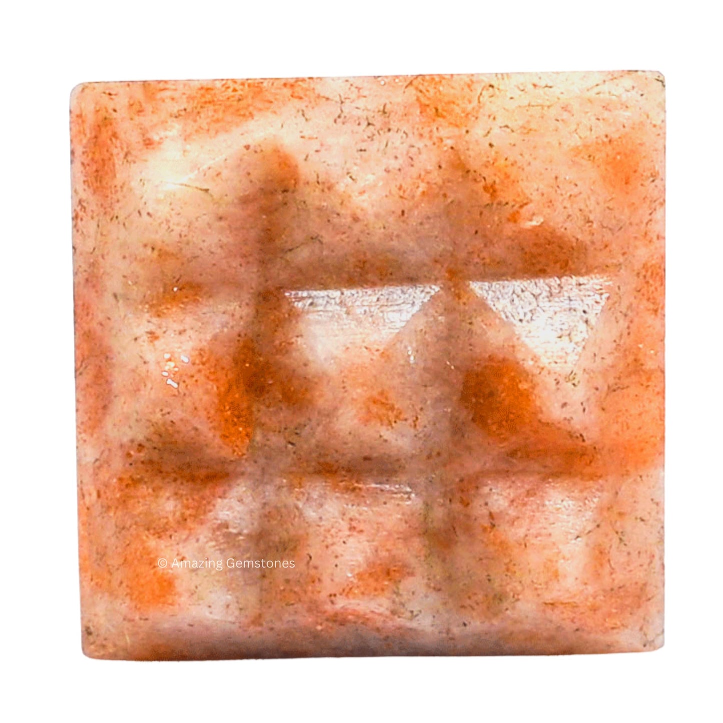 Amazing Gemstone Sunstone Crystal Pyramid with 9 Pyramid Plate Bottom - 1" Mini Pyramid Figurine of Natural Stone Pyramid for Meditation, Reiki, Chakra Balancing Vastu Pooja and Crystal Grids