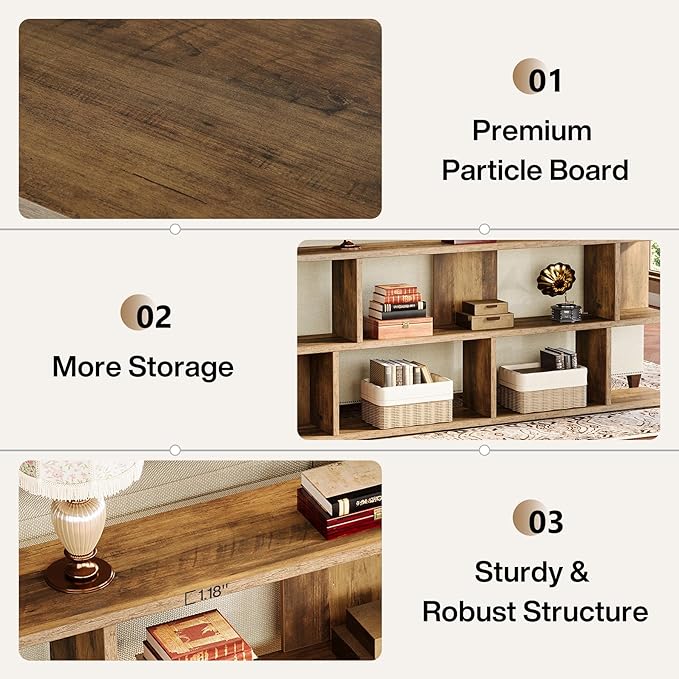 Tribesigns 71 Inches Extra Long Sofa Table Behind Couch, 3-Tier Farmhouse Console Table, Long Foyer Table with Storage for Hallway, Entryway & Living Room