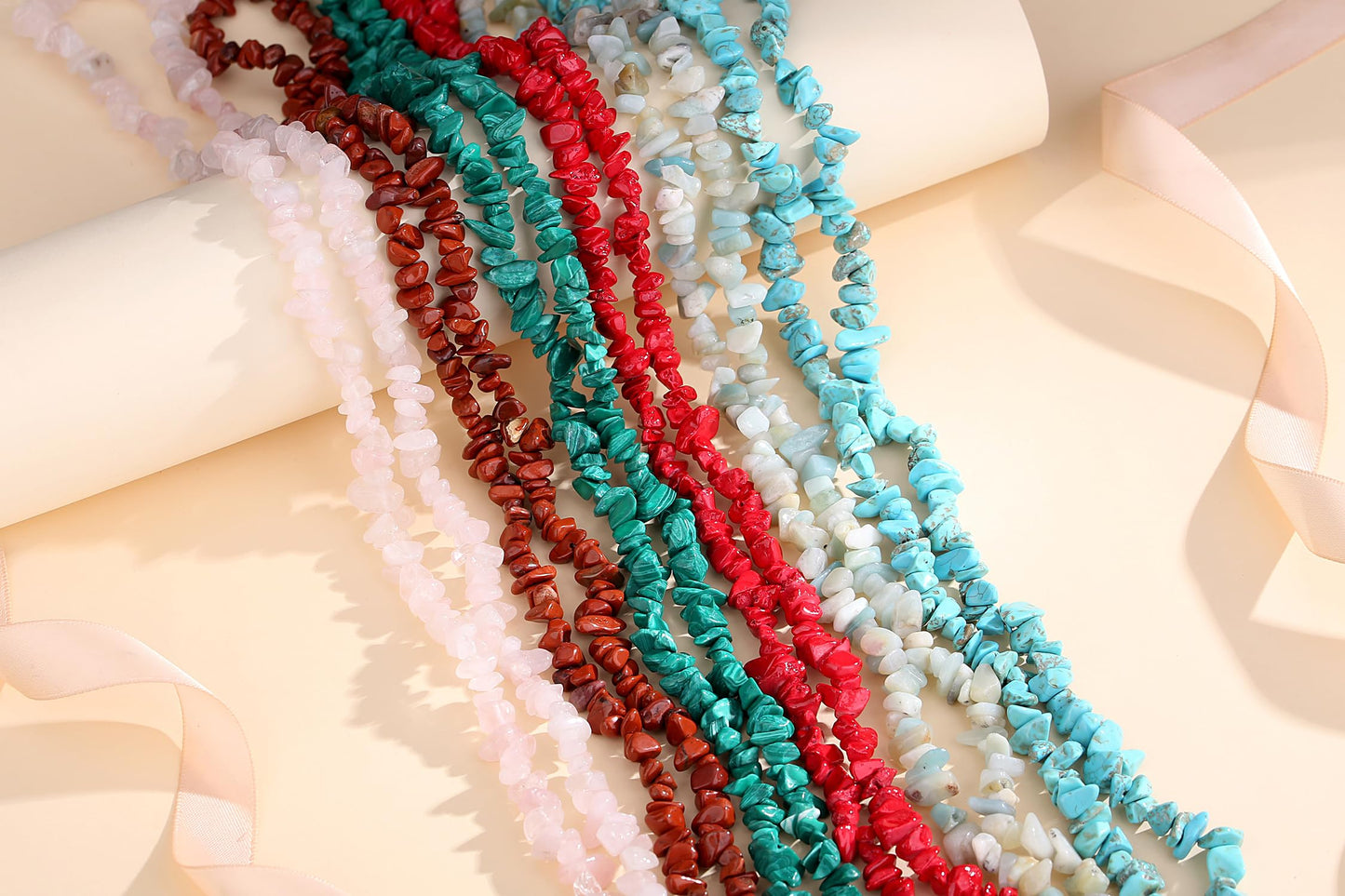ZHIYUXI 400pcs Amazonite Beads 5-8mm Crystals Gemstones for Bracelet Making Irregular Stone Bead for Jewelry Making Natural Chips Craft 2 Strands