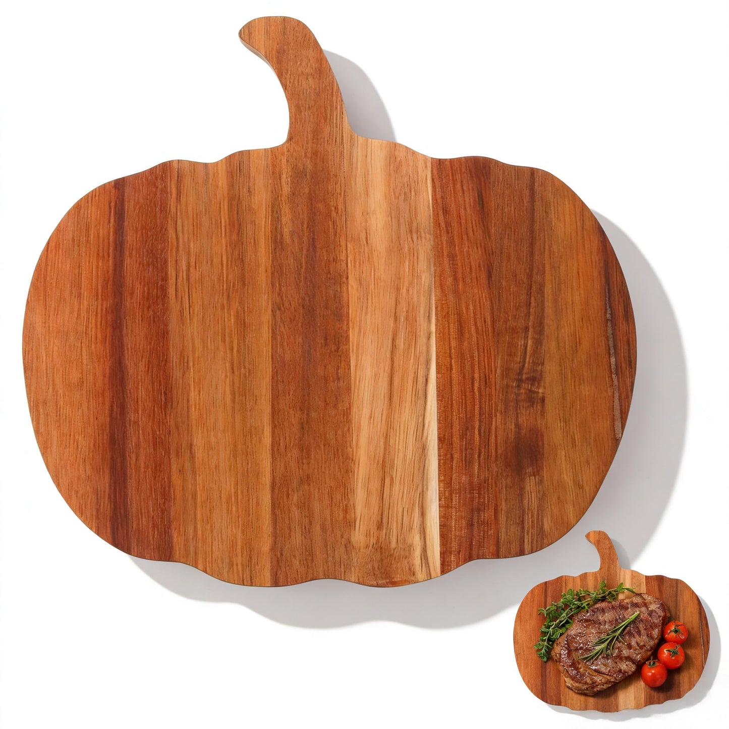 Halloween Pumpkin Shaped Wood Cutting Board for kitchen Decoration, Halloween Charcuterie Wooden Boards with Handle for Chopping Meat, Vegetables, Fall Kitchen Decor