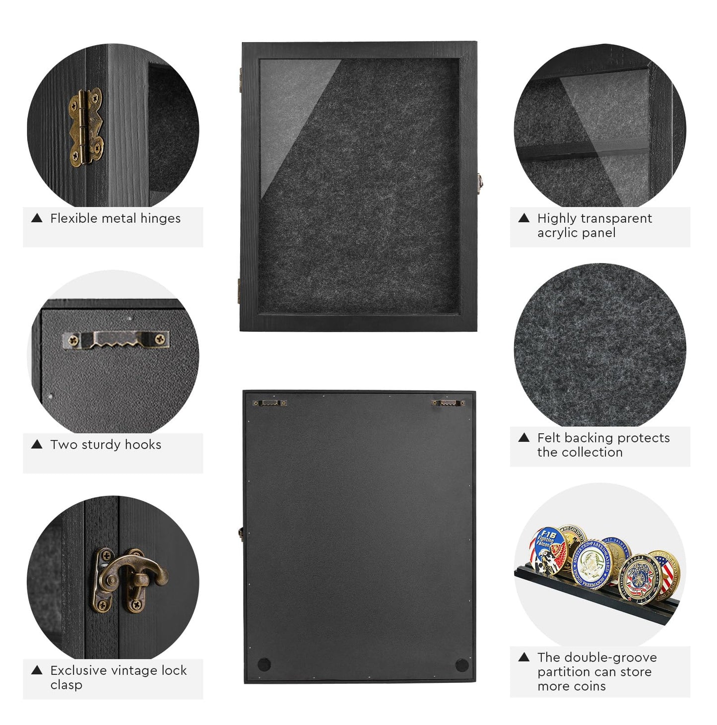 Black Shadow Box Frame 11X14 with Shelves, Medal/Challenge Coin Display Case, Pet Memorial/Wedding Shadow Box, Best Anniversary/Birthday/Bridal Shower/Engagement/Wedding Registry/House Warming Gifts