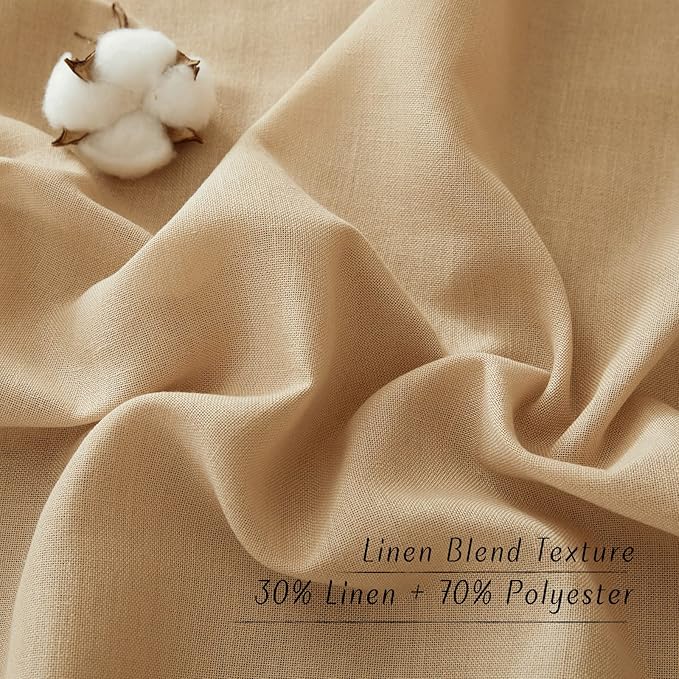 NICETOWN Semi Sheer Linen Burlap Curtains for Windows 96 inch Length 2 Panels, Grommet Semi Sheer Balance Privacy Added with Light Filtering Vertical Drapes for Bedroom/Living Room, W55 x L96