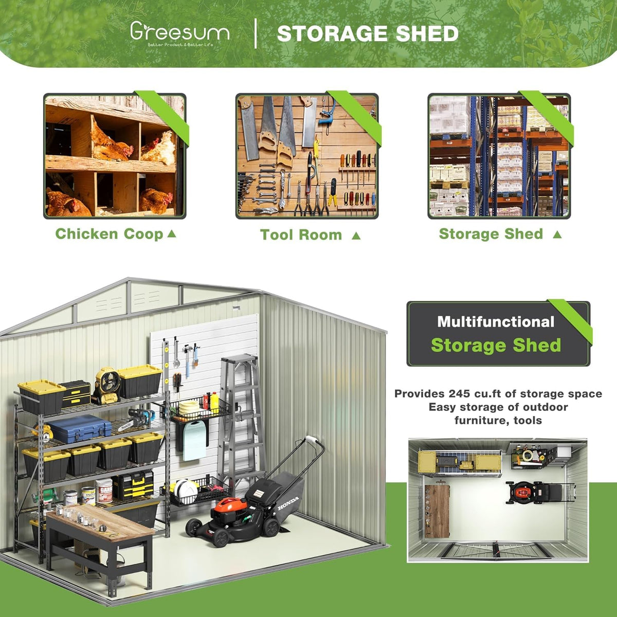 8x6FT Outdoor Storage Shed