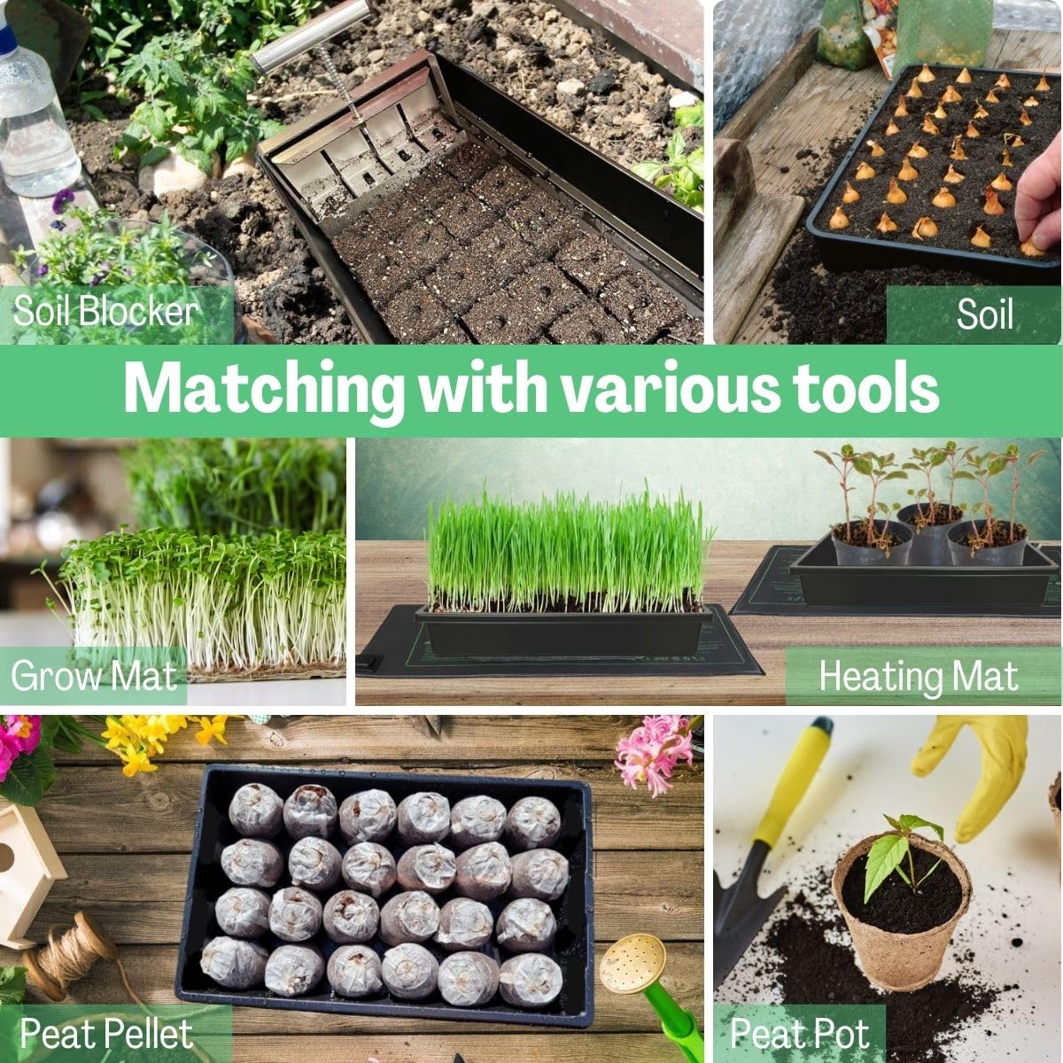 ILITING Standard 1020 Tray Sturdy Plant Growing Trays Plastic Seed Starter Tray for Microgreens Heavy Duty Seedling Trays No Drainage Holes 5 Pack