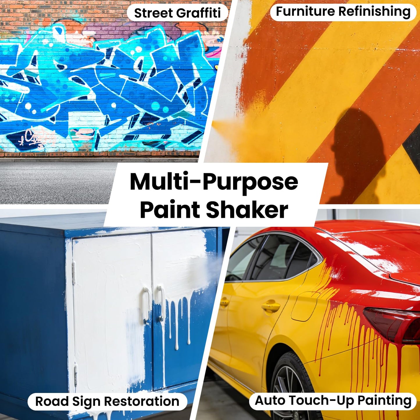 Deerchirp Paint Shaker for Reciprocating Saw, Spray Can Mixer Attachment with Shock Pads and Anti-Slip Strap, Fits 2"-4" Cans (Orange)