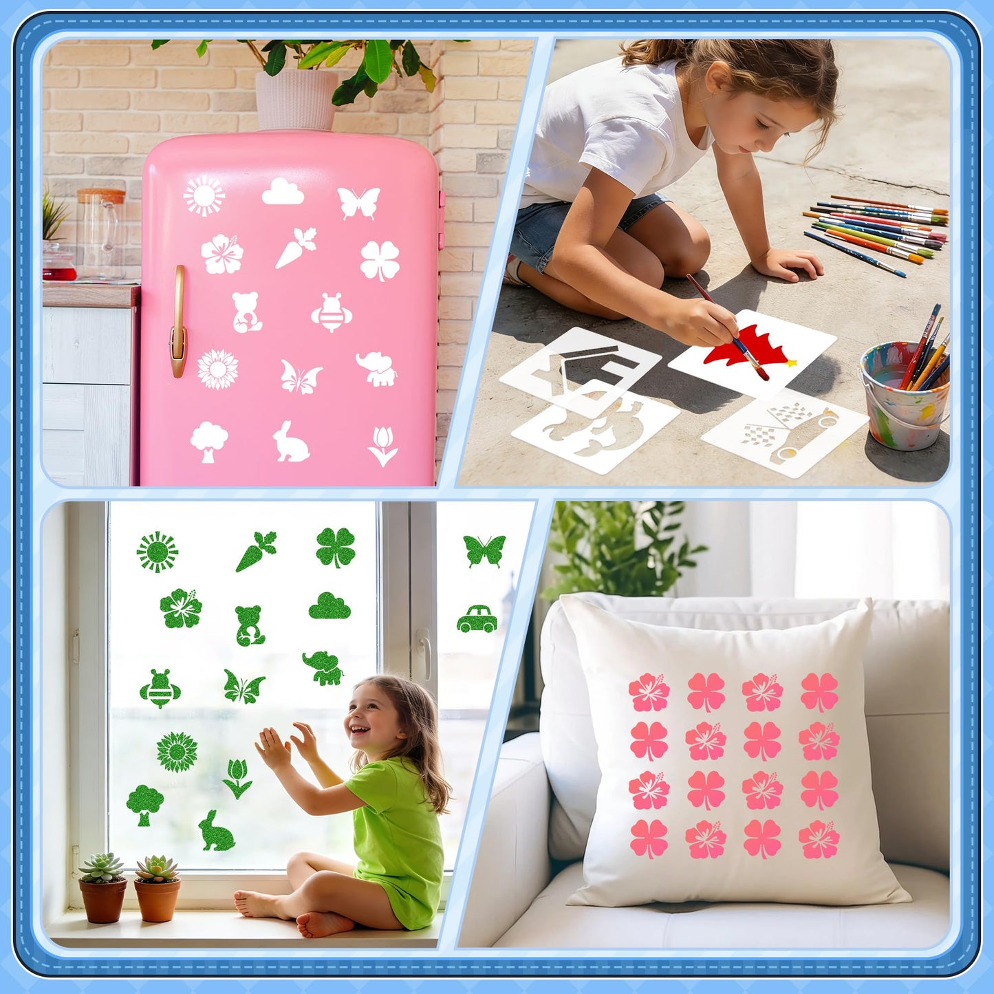 Stencils for Kids, Drawing Stencils for Painting Crafts Reusable Washable Large Art Paint Stencil Primary Shape Template for Fabric Wall Paper (36)