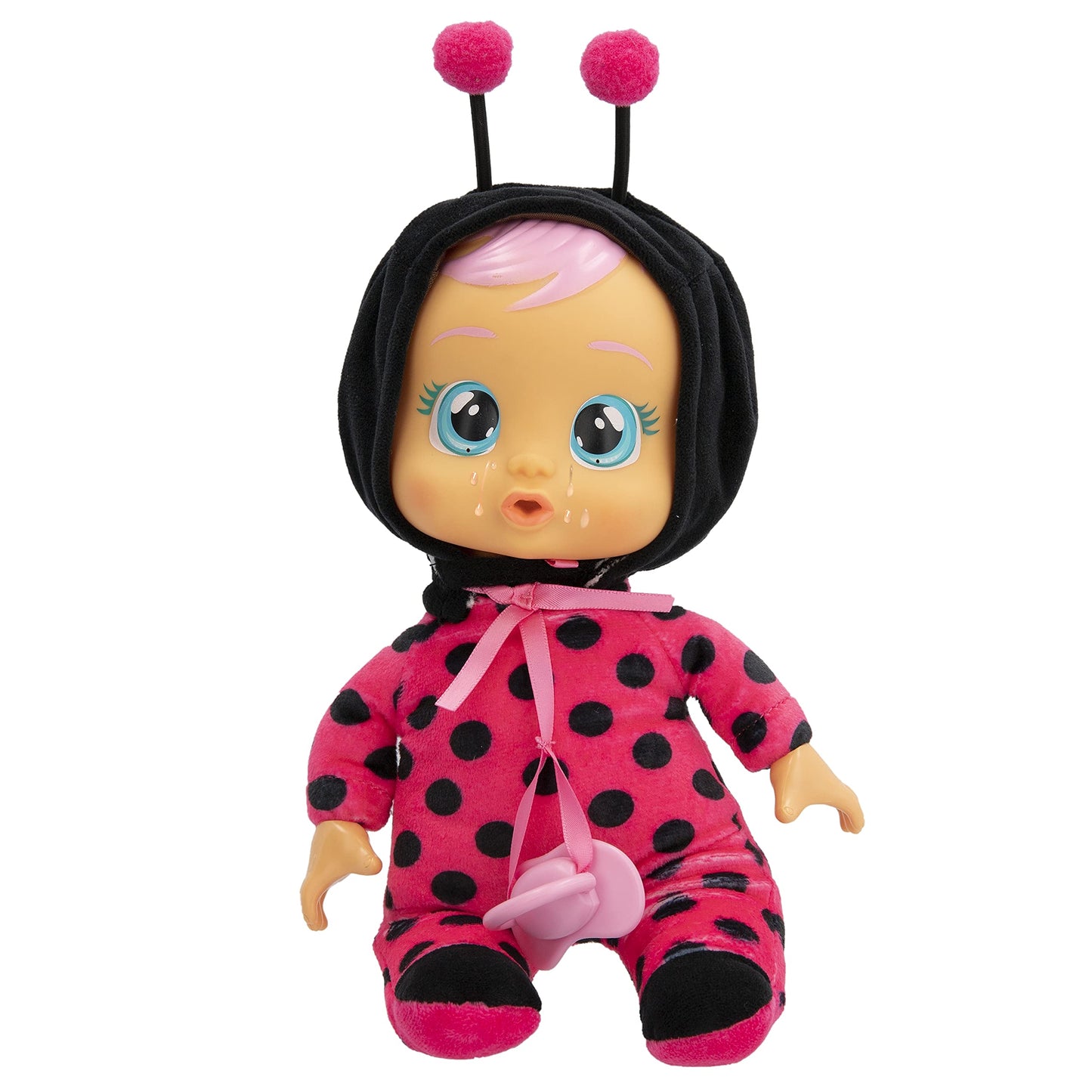 Cry Babies Tiny Cuddles Lady - 9 inch Baby Doll, Cries Real tears. Red and Black, Multicolor