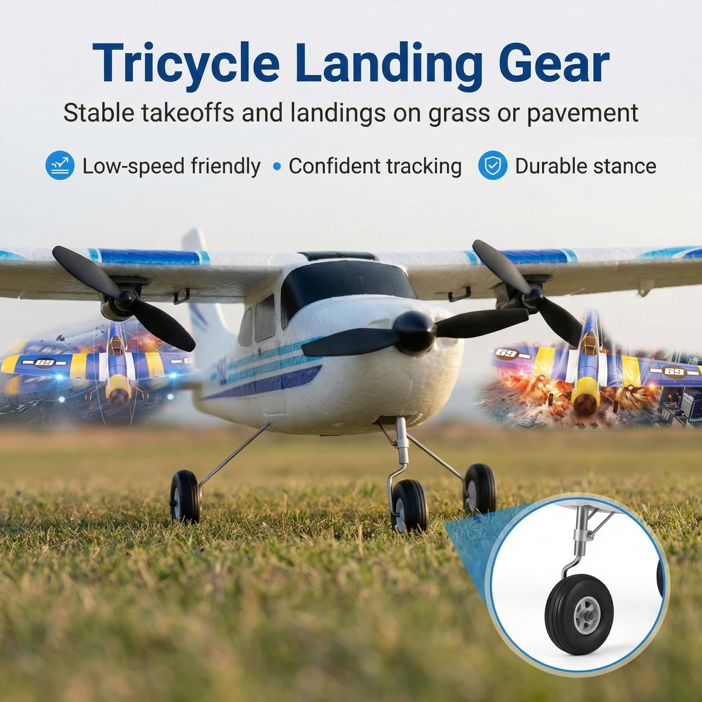 MATHSLICE RC Airplane,RC Plane, 2.4GHz 2 Channels RTF RC Aircraft with 3-Axis Gyro for Beginner Easy to Speedy Fly Glider Toys with 2 Extra Batteries [ 3 Batteries ]