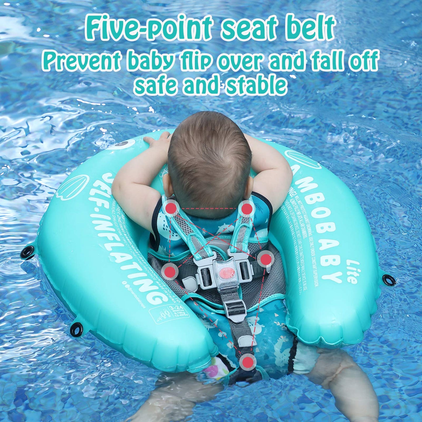 Mambobaby Float Self-Inflating Baby Swim Float with Canopy, Compressible Folding Pool Baby Float, Upgrade Soft Waterproof Skin-Friendly Material Toddler Swim Float (Standard Edition)