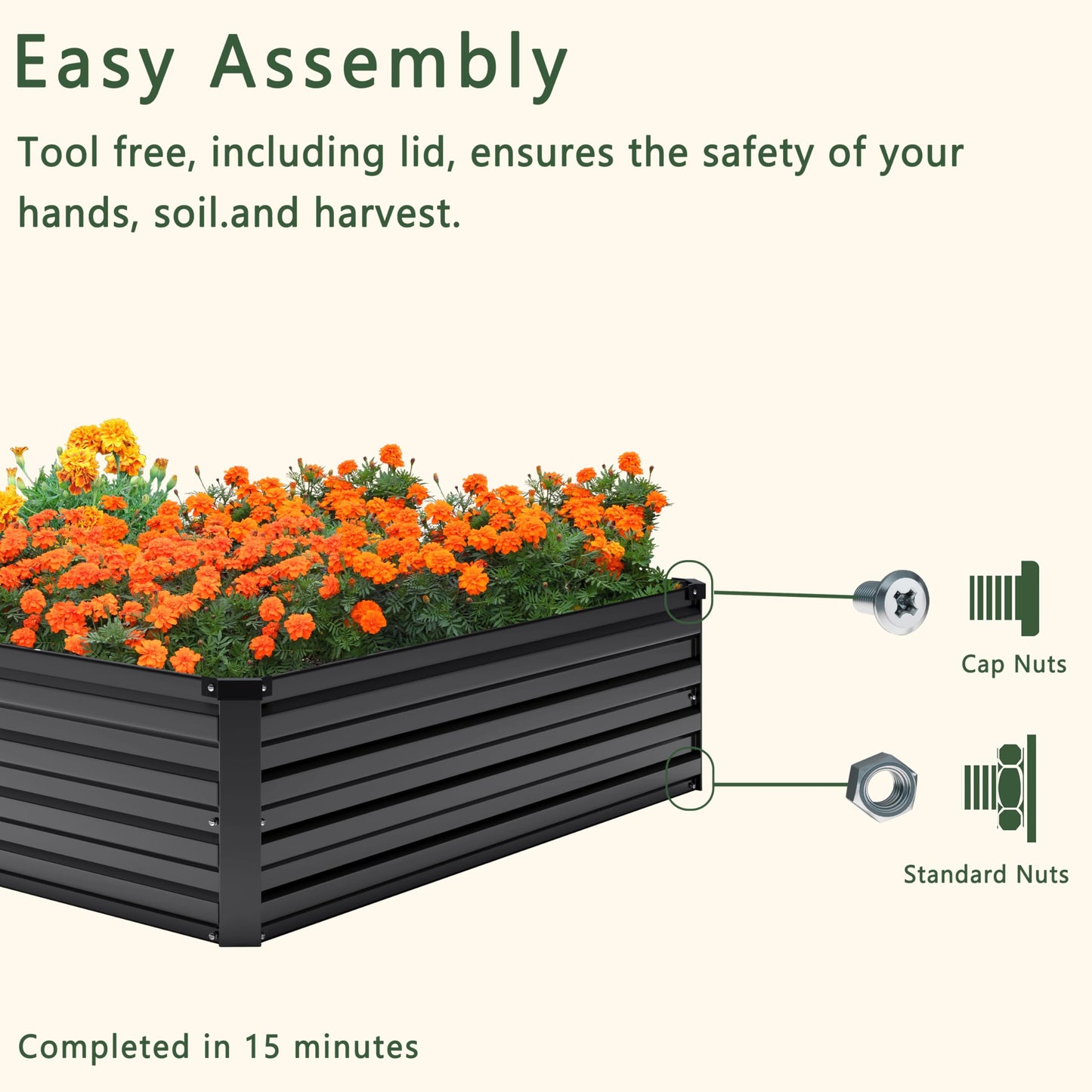 DIIYIV 2PCS 12x4x1FT Galvanized Raised Garden Bed Kit,Vegetable Boxes-Rectangle Metal Flower Box,Large Planter Raised Beds Outdoor Garden for Planting,Fruit,Herb-Black