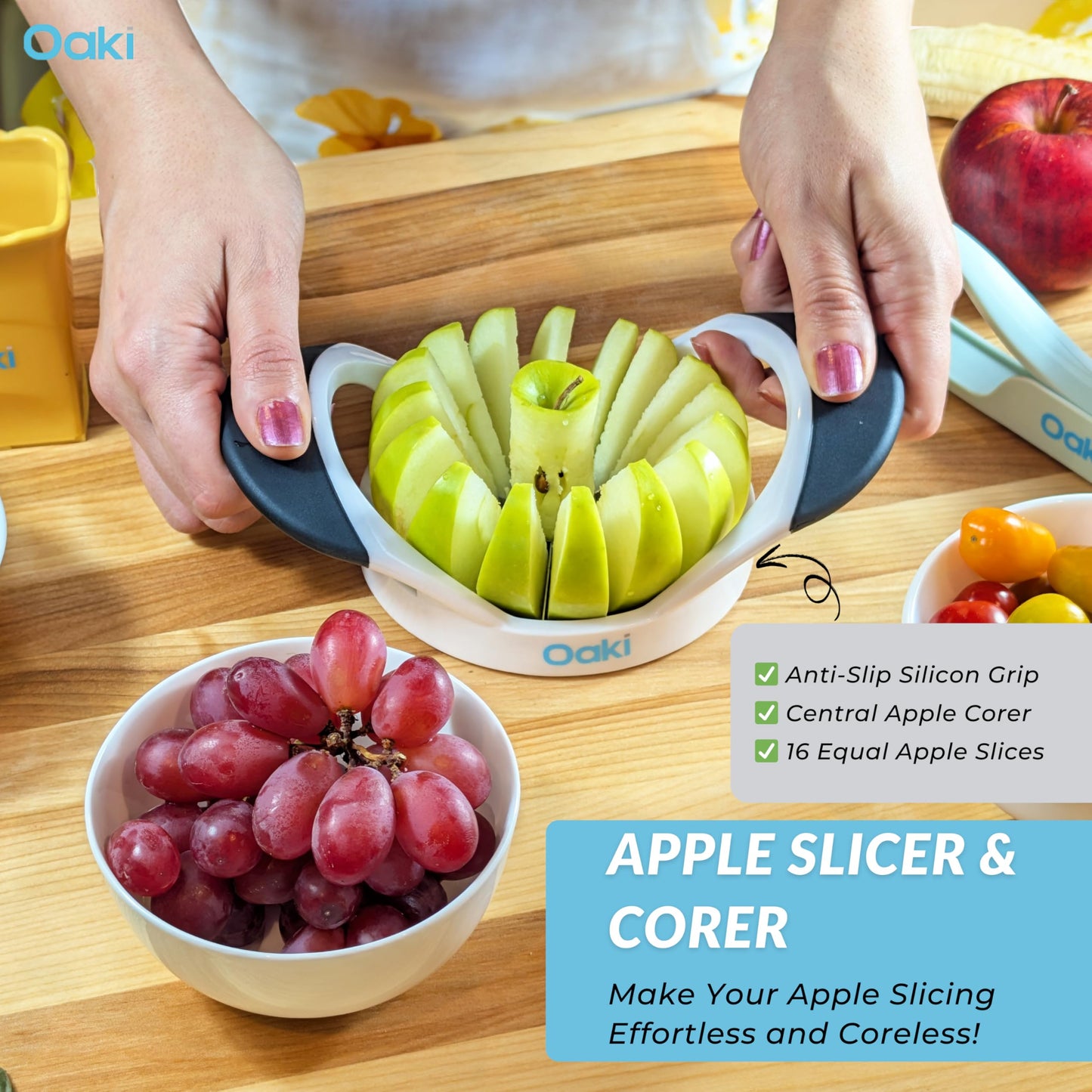 Oaki Bitty Bites Bundle | 3-in-1 Fruit Cutter Set | Apple, Grape, Strawberry Slicer & More | Precision Food Prep Slicer Set