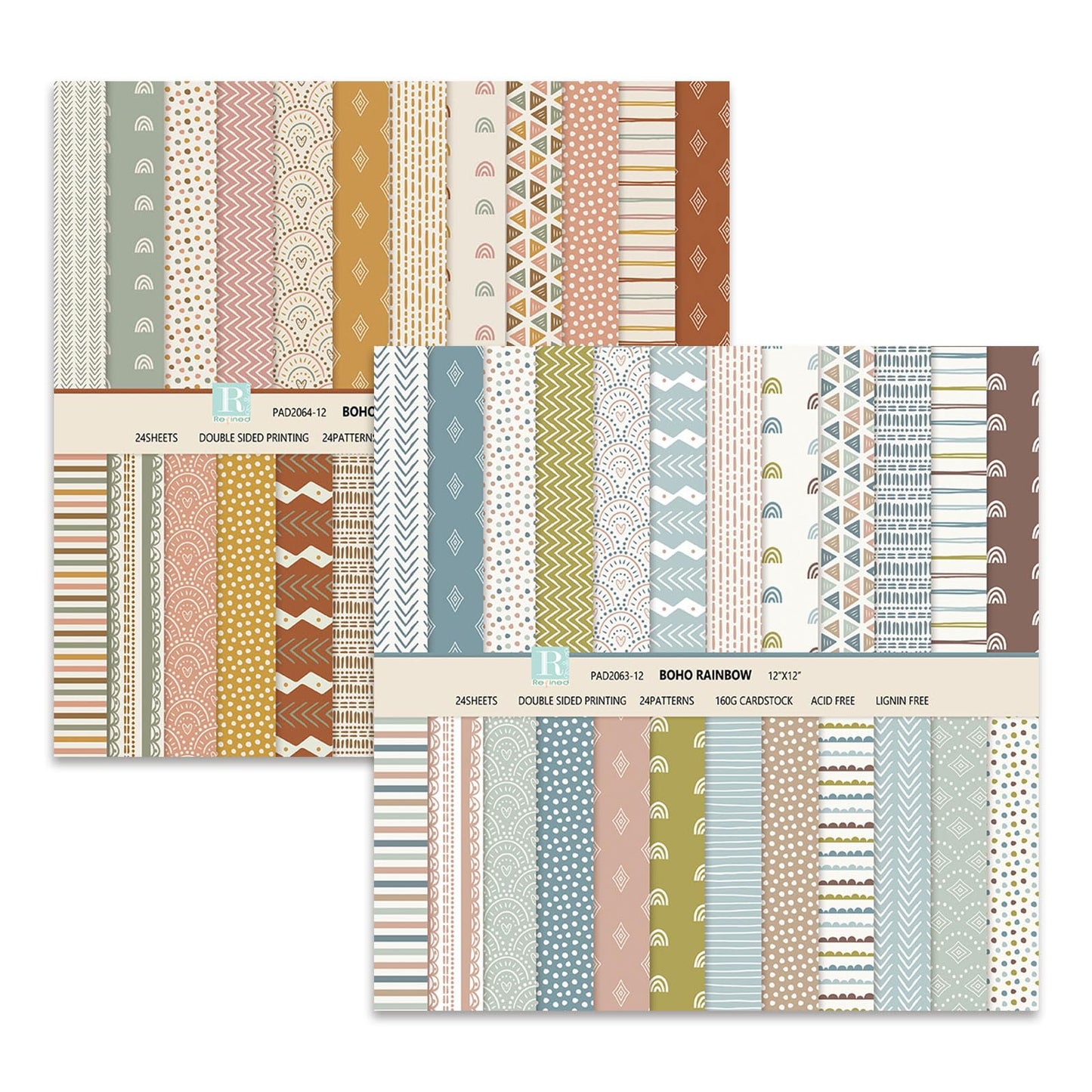 MerwDeeyt 12x12 Scrapbook Paper Packs, 48 Sheets Double Sided Patterned Papers Spring Floral Decorative Craft Paper for Scrapbooking Junk Journals Greeting Cards Decoration (Boho)
