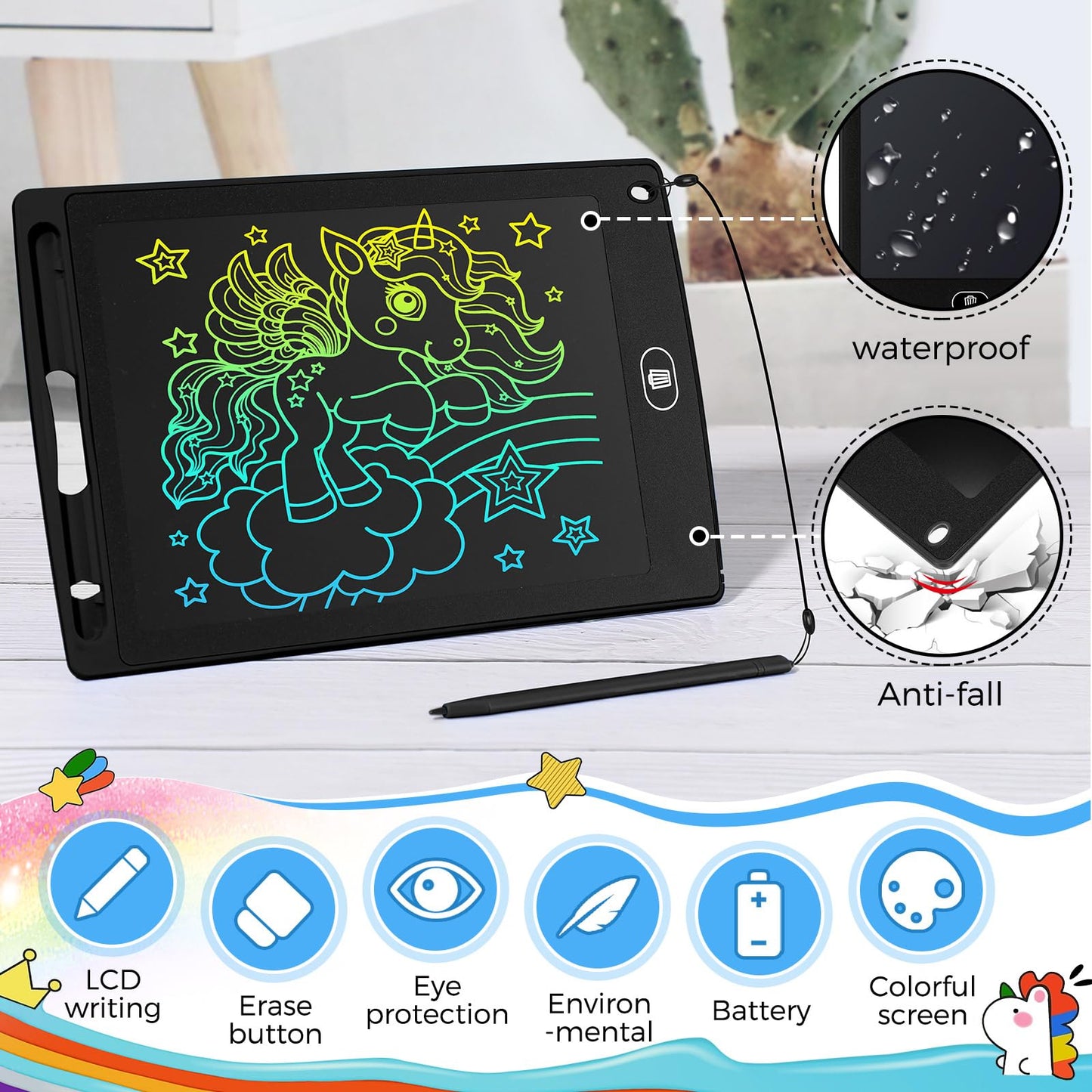Zhehao 48 Pieces LCD Writing Tablet for Kids 8.5 Inch Doodle Pads Bulk Erasable Drawing Doodle Board Drawing Pads Learning Toy for Valentine Easter Gift Boys Girl Age 3-10(Black)