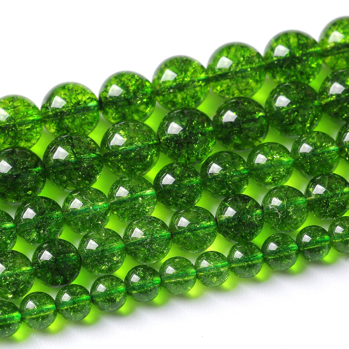 36PCS 10MM Beads Green Crystal Quartz Gem Energy Crystal Healing Jewelry Making Natural Stone Beads DIY (Green Crystal, 10MM)