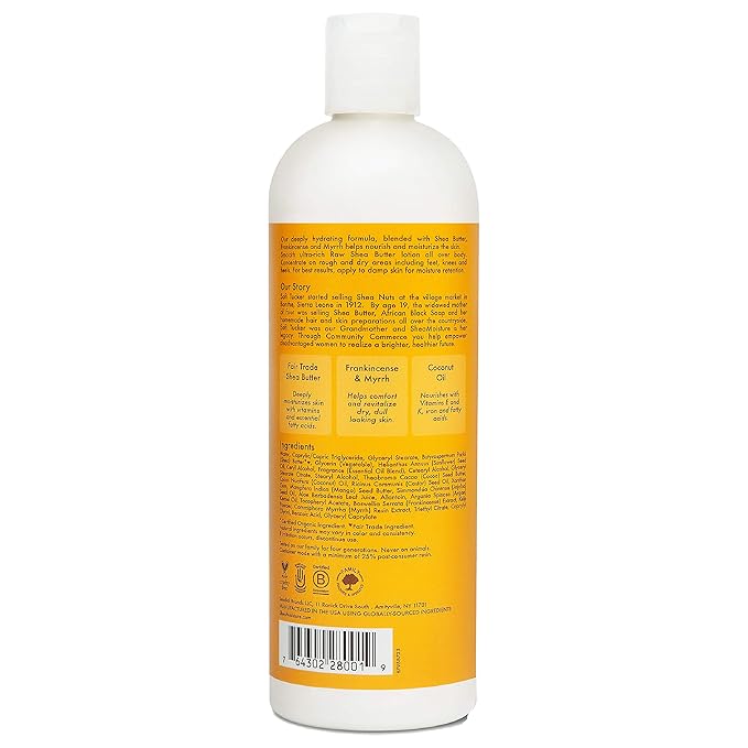 Sheamoisture Hydrating Body Lotion for Dry Skin Raw Shea Butter Paraben Free Lotion 13 oz