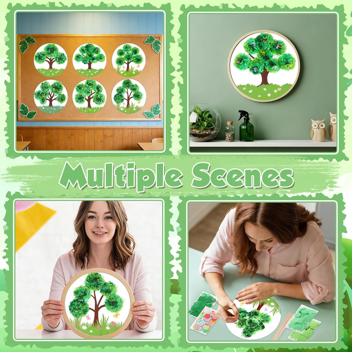 ZOIIWA Spring Poke-in Craft Kit Make Your Own Springtime Tree Ornament Spring Tree Crafts Kit Summer Poking Art Decor for Home Creative Activity Art Project Birthday Party Decor Supplies 24 Sets
