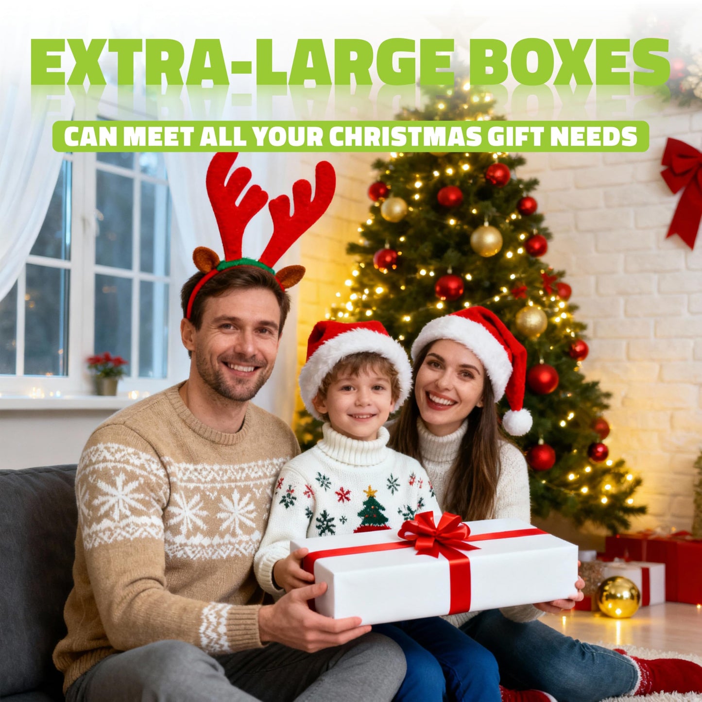 Bobobag 13 Pack White Gift Boxes with Lids for Presents, Assorted size Gift Boxes for Christmas ( 3 Extra large 17",3 Large 14.25",3 Medium 11",4 Small 4" ,Red Ribbon ), 4 inch Deep Box for Wrapping Robe Scarf Mug.