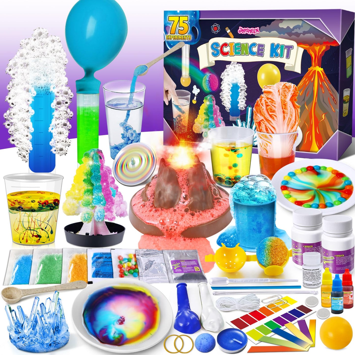 JOPSHEEN 75 Experiments Science Kit for Kids, Chemistry Set, S.T.E.M Educational Birthday Christmas Toys Gifts Idea for Boys and Girls