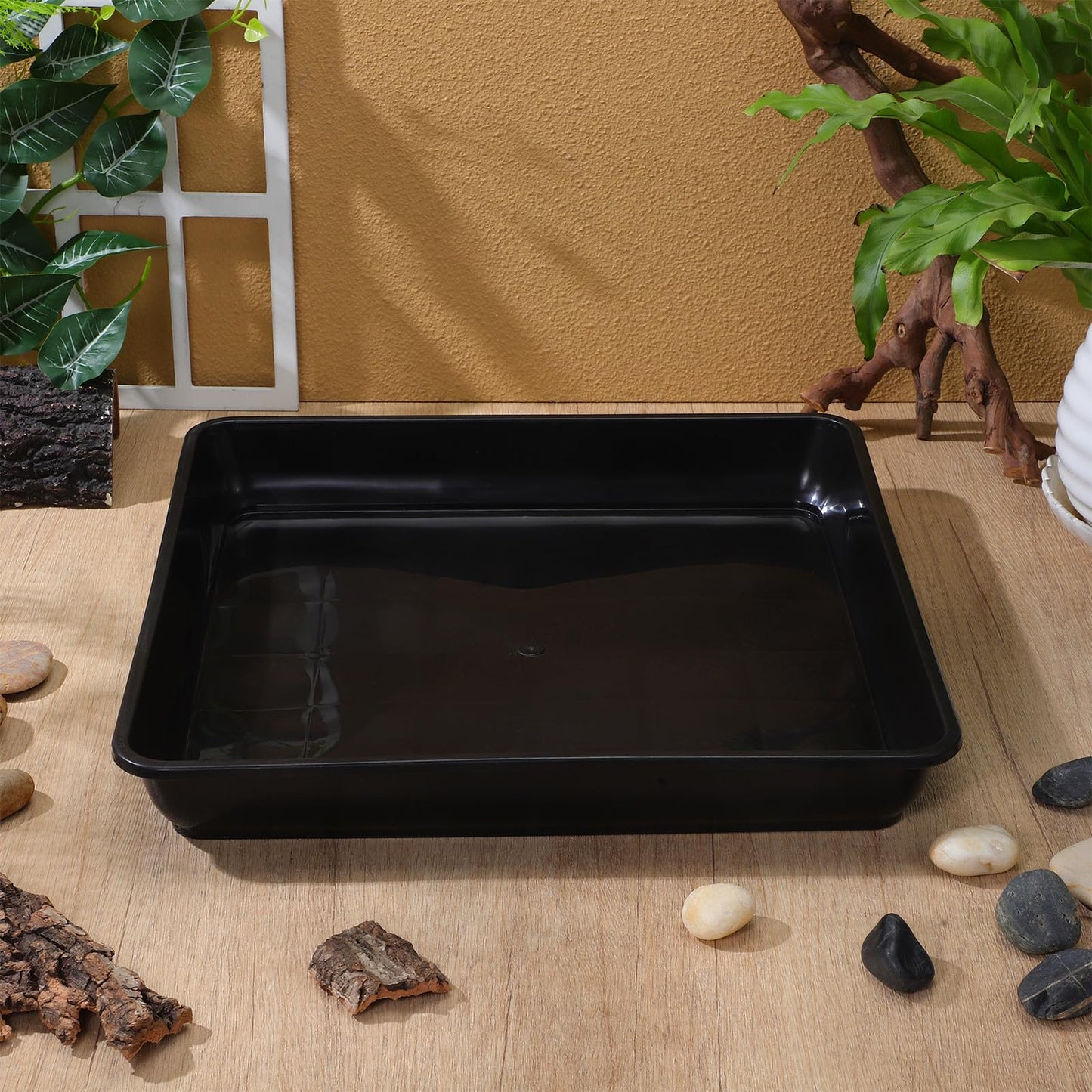 DOITOOL 16 Inch Square Plant Saucer Tray for Flower Pots Plastic Planter Drip Tray Holder Indoor and Outdoor Pot Drainage Saucer 2 Pack