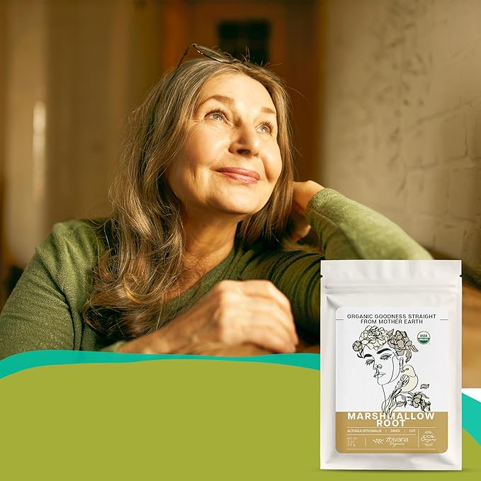 Marshmallow Root Tea Organic (4oz.) - Marshmellow Root Herb (Althea Officinalis) - Throat Tea - Great for Gut Lining, Digestion, Respiratory Health - Blood, Bones, Skin, Hair – 4 Ounces