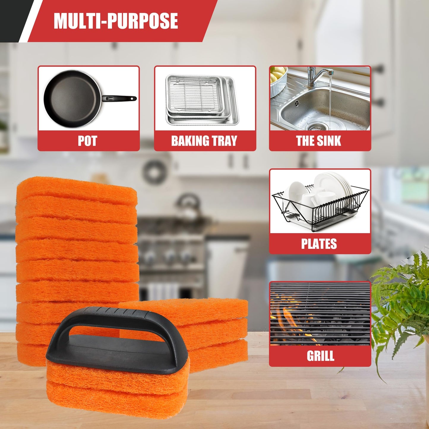 Griddle Cleaning Kit for Blackstone, 18 Pieces Flat Top Grill Cleaning Kit with Durable Scraper, Grill Brush, Cleaning Brick and Scouring Pads, Griddle Accessories Set for Easy Restoration