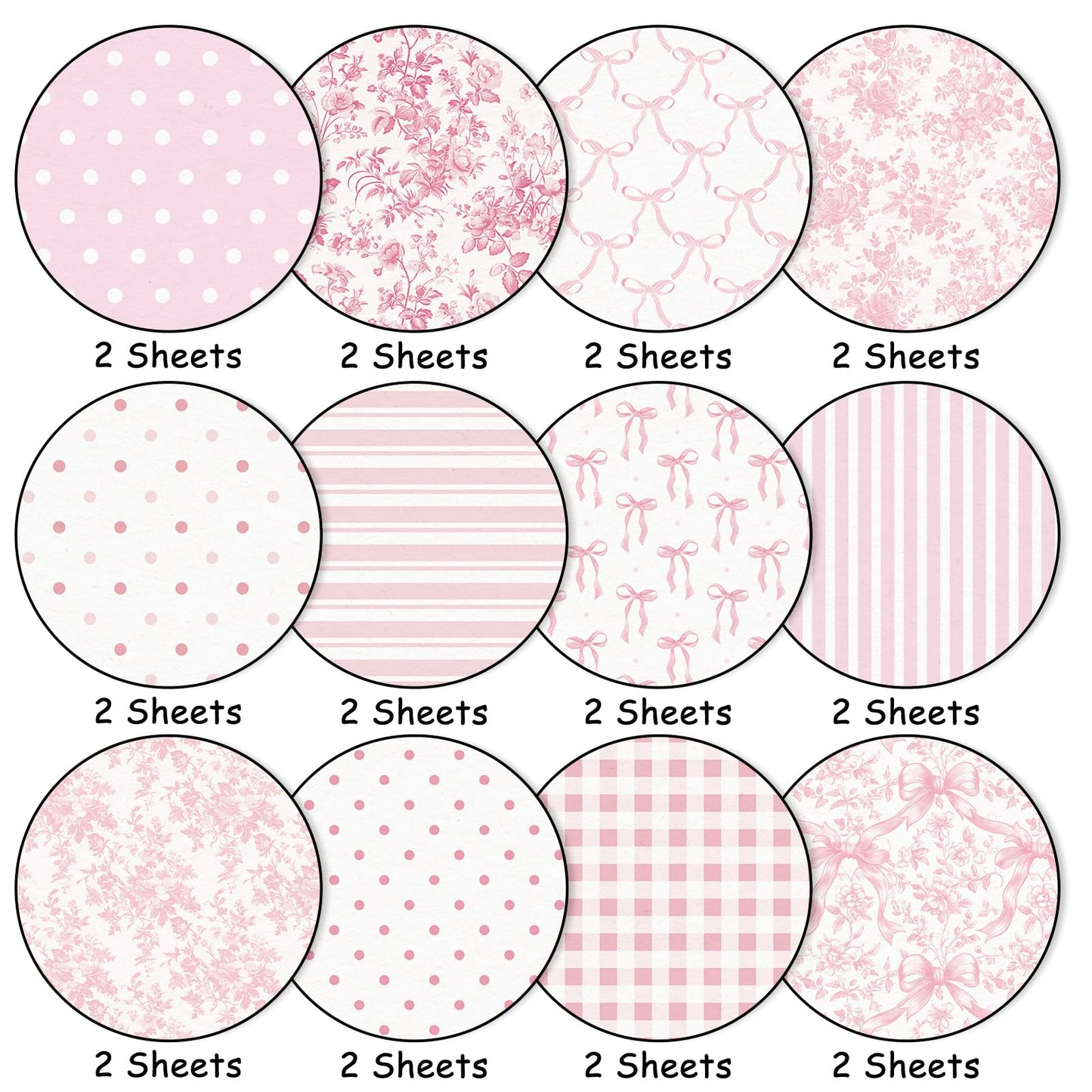 FYSUIMU 24 Sheets Pink Bow Floral Pattern Paper Chinoiserie Scrapbook Specialty Paper Double Sided Craft Papers for DIY Card Making Photo Album Decor, 11.8 x 11.8 Inch